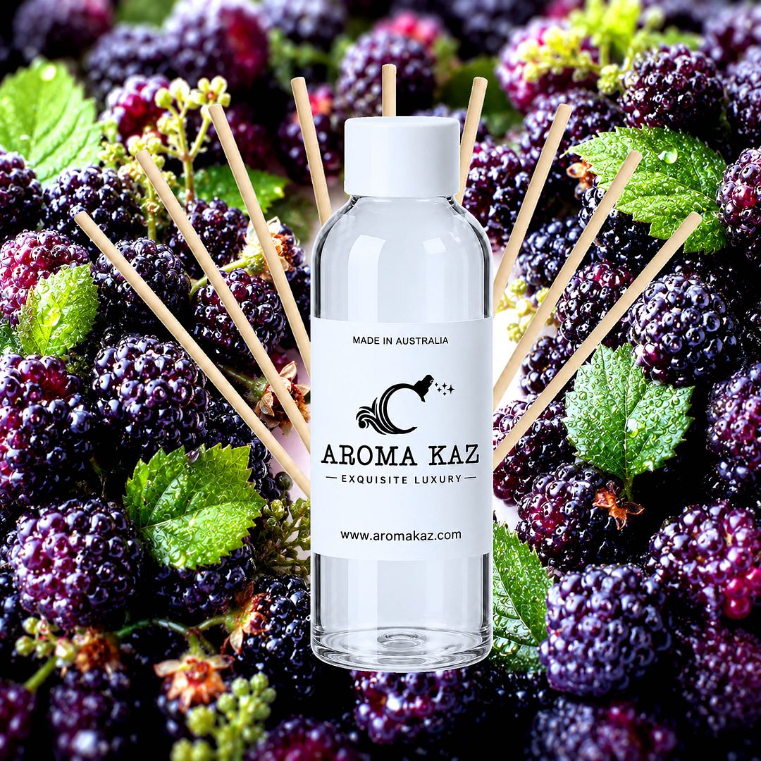 Black Raspberries Diffuser Fragrance Oil Refill – vegan, cruelty-free featuring fruity berry aroma with juicy raspberry notes, handmade in Australia.