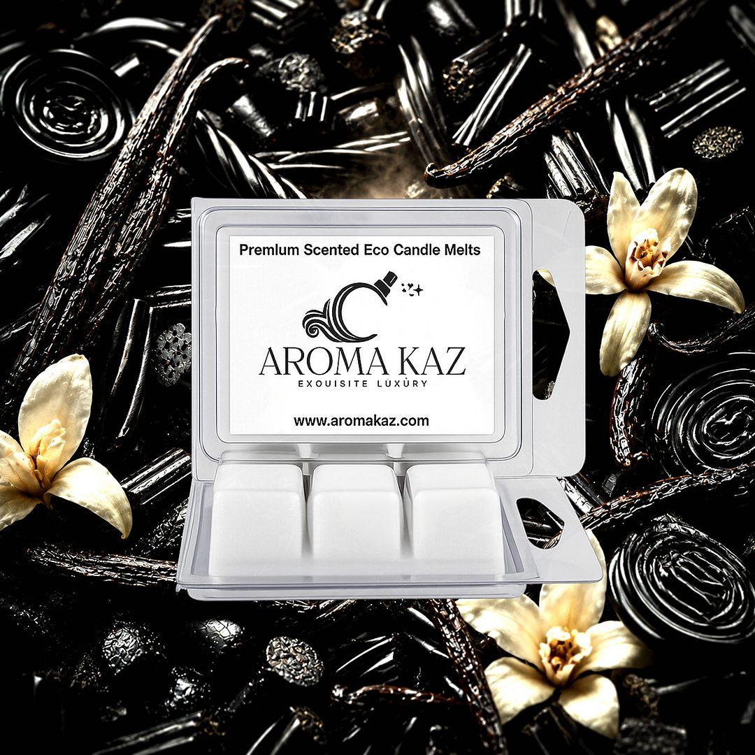 Black Licorice & Vanilla eco soy wax melts – vegan, cruelty-free featuring with sweet vanilla and bold licorice notes, handmade in Australia.
