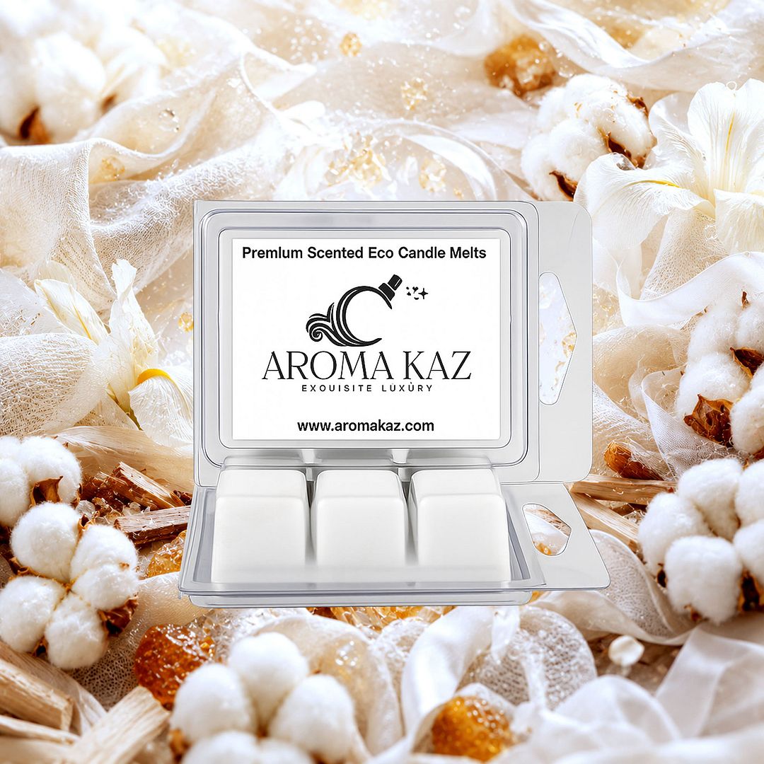 Egyptian Cotton eco soy wax melts – vegan, cruelty-free featuring a fresh clean cotton and soft airy aroma with egyptian perfumes, handmade in Australia.