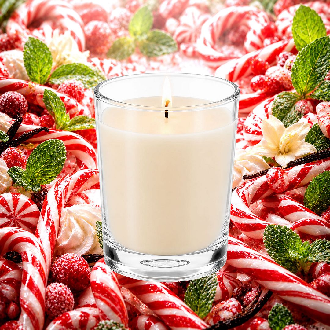 Candy Cane Scented Votive Candles eco soy plant based – vegan, cruelty-free featuring refreshing peppermint candy aroma, handmade in Australia.