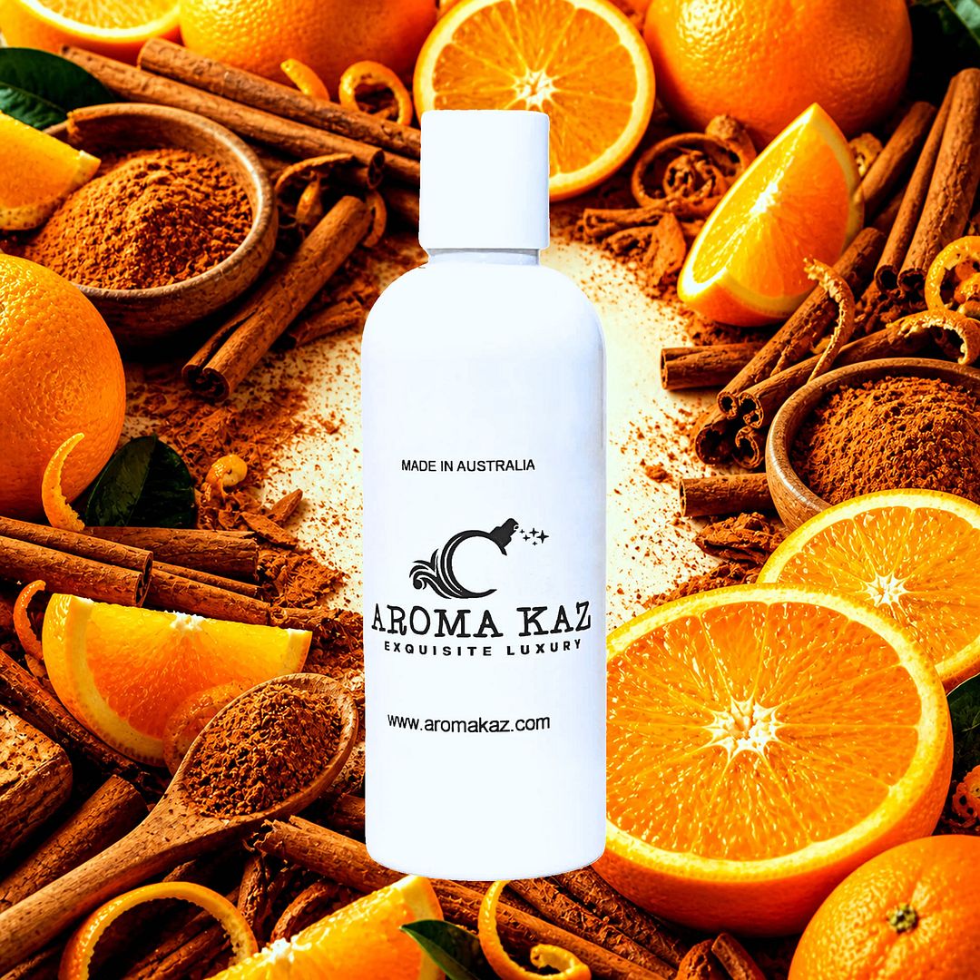 Cinnamon & Sweet Orange Body Massage Oil – vegan, cruelty-free citrus and warm cinnamon spice blend, handmade in Australia.