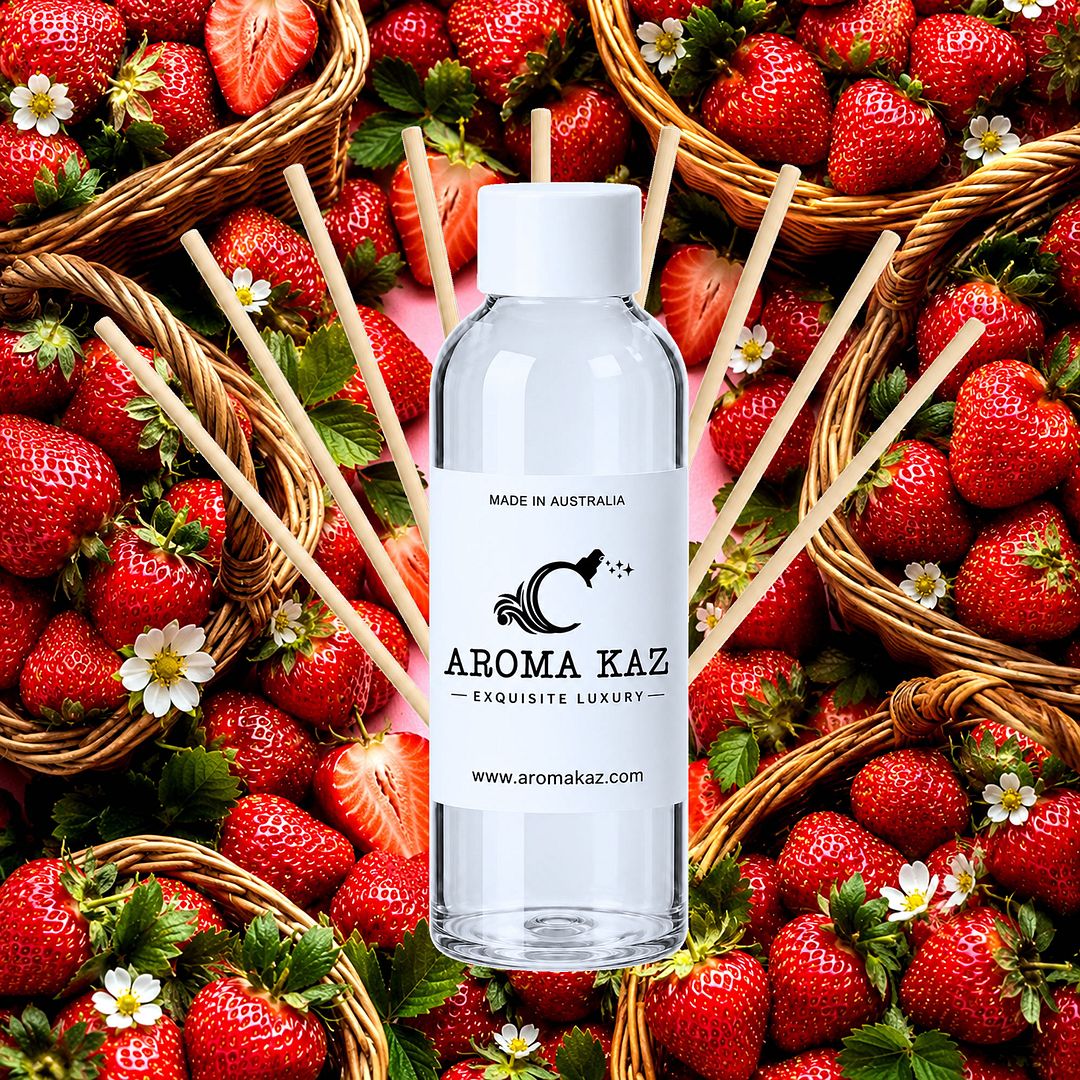 Fresh Strawberries Diffuser Fragrance Oil Refill – vegan, cruelty-free featuring sweet juicy strawberry aroma, handmade in Australia.