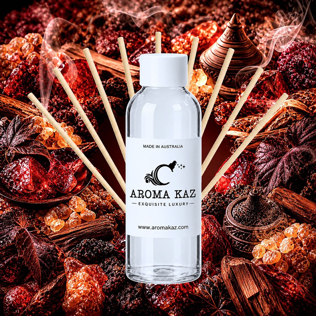 Dragons Blood Diffuser Fragrance Oil Refill – vegan, cruelty-free featuring a bold resinous incense aroma, handmade in Australia.