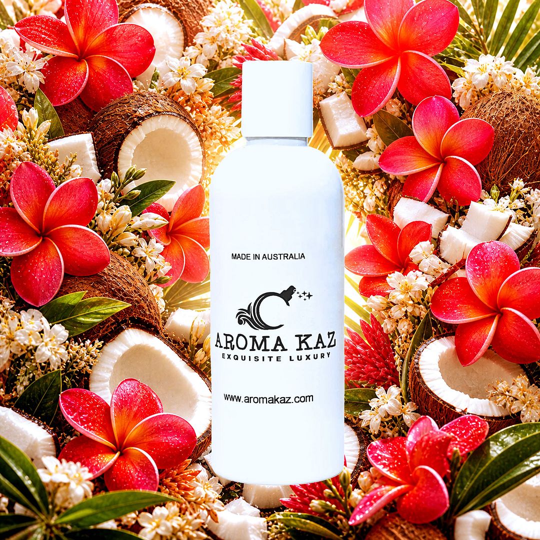 Coconut Frangipani Body Wash Shower Gel – vegan, cruelty-free featuring tropical coconut and frangipani floral blend, handmade in Australia.