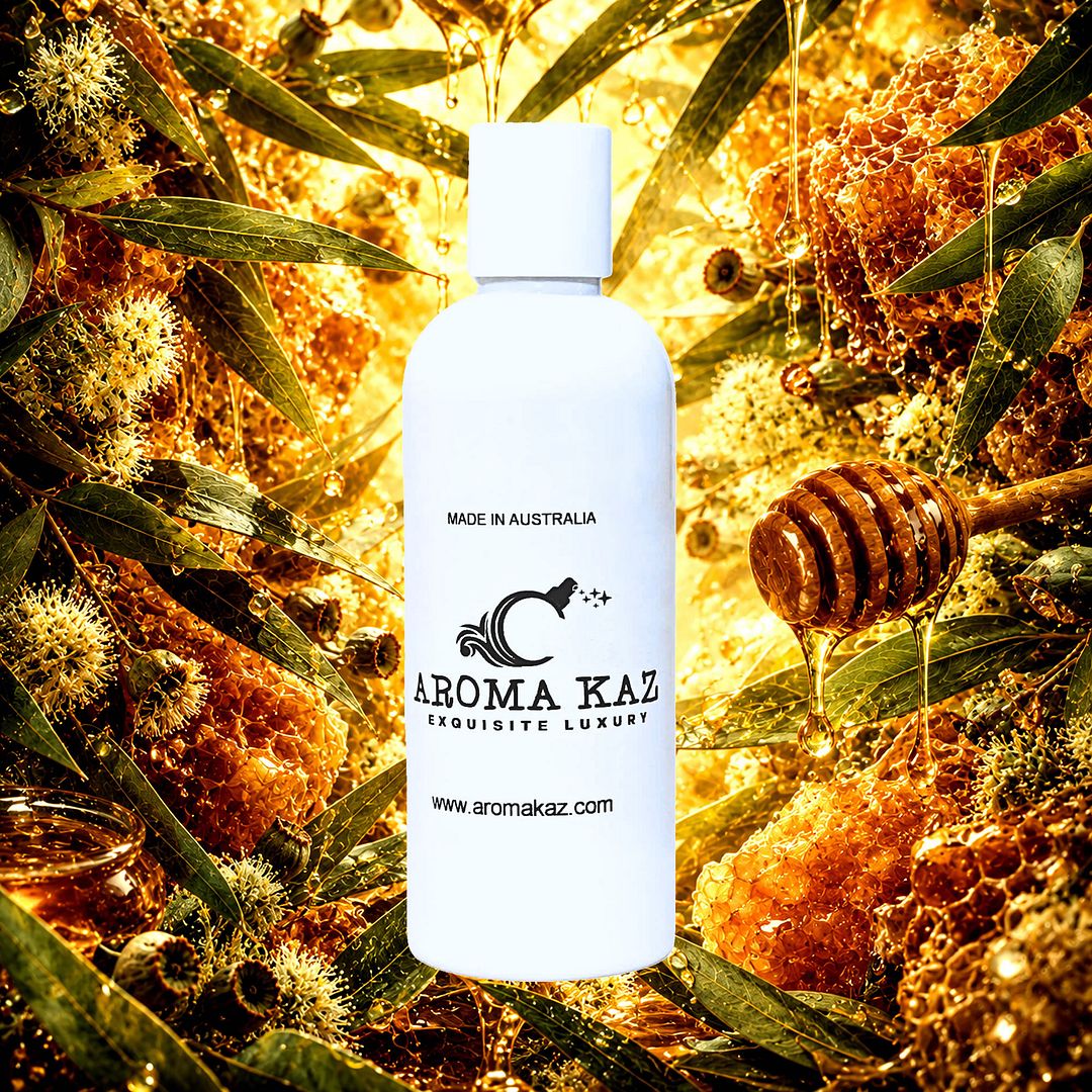Eucalyptus & Honey Body Wash Shower Gel – vegan, cruelty-free featuring soothing eucalyptus and warm natural honey, handmade in Australia.