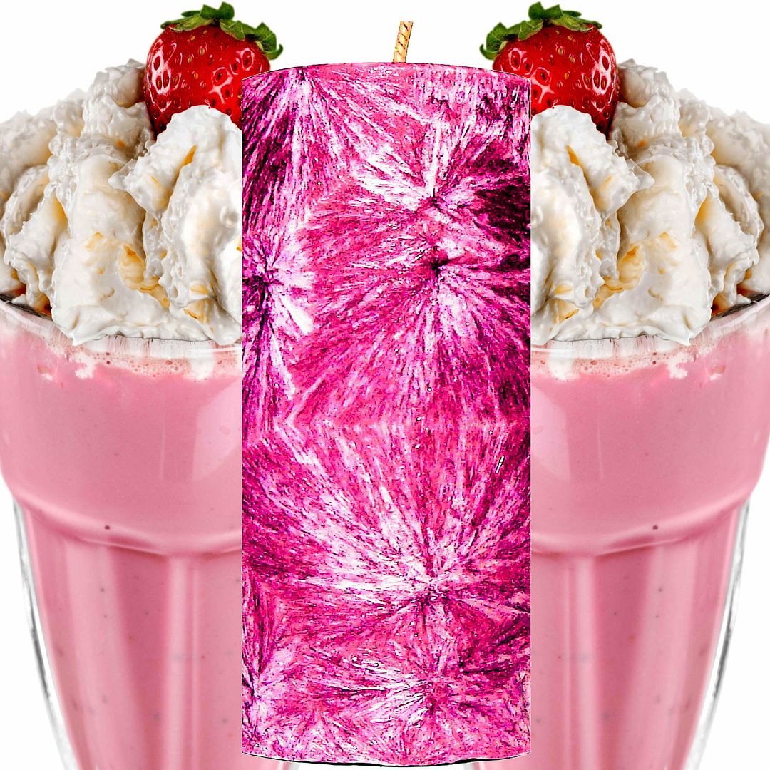 Strawberry Milkshake Scented Palm Wax Pillar Candle – Vegan, Cruelty-Free, Made in Australia - Long-Lasting Fragrance – Perfect for Weddings, Birthdays, Christmas Gifts & All Occasions