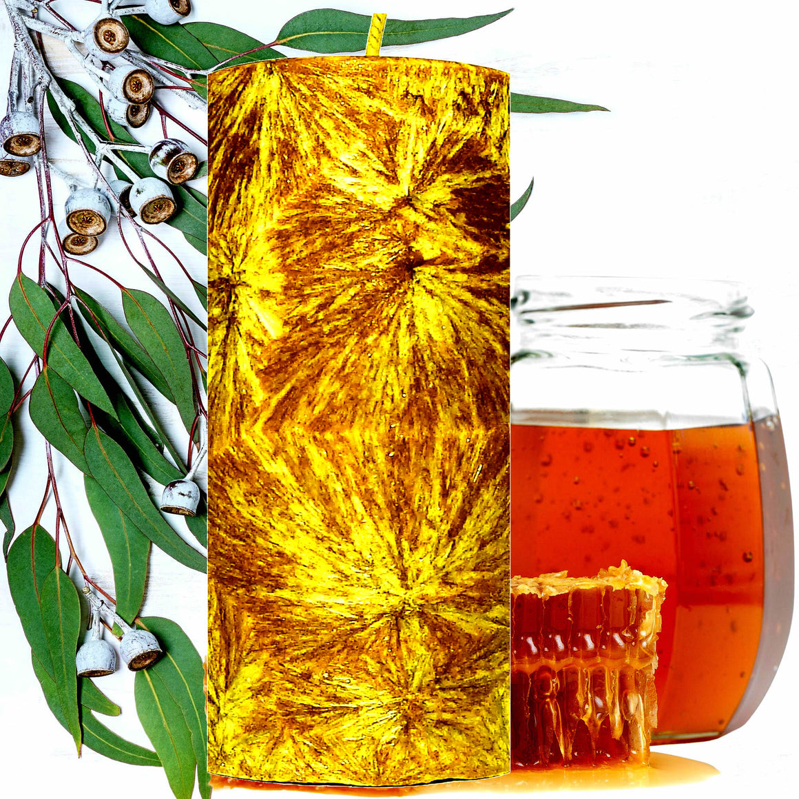 Eucalyptus & Honey Pillar Candle – Plant-Based, Eco-Friendly, Vegan, Cruelty Free