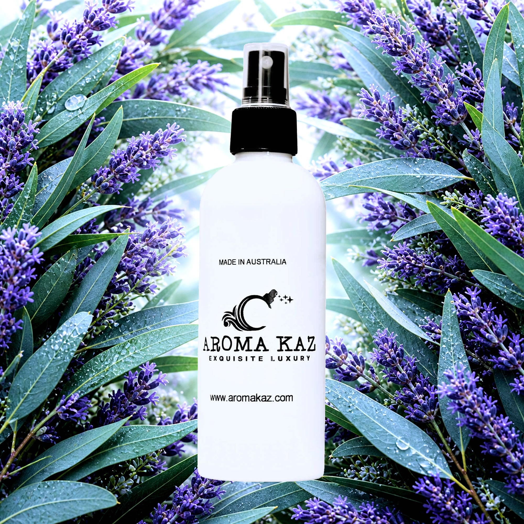 Eucalyptus & Lavender Room Linen Car Air Freshener Spray Deodoriser eco-friendly vegan, cruelty-free body fragrance featuring calming lavender and fresh eucalyptus, made in Australia.