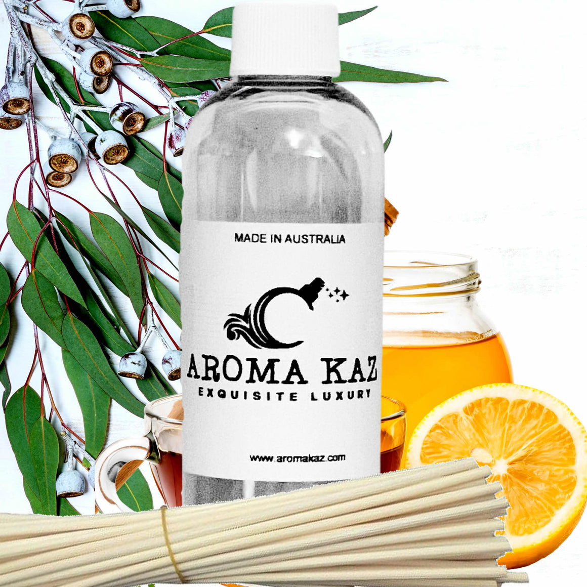 Eucalyptus Lemon & Honey Diffuser Fragrance Oil with Reeds – Vegan Cruelty-Free Home Aroma