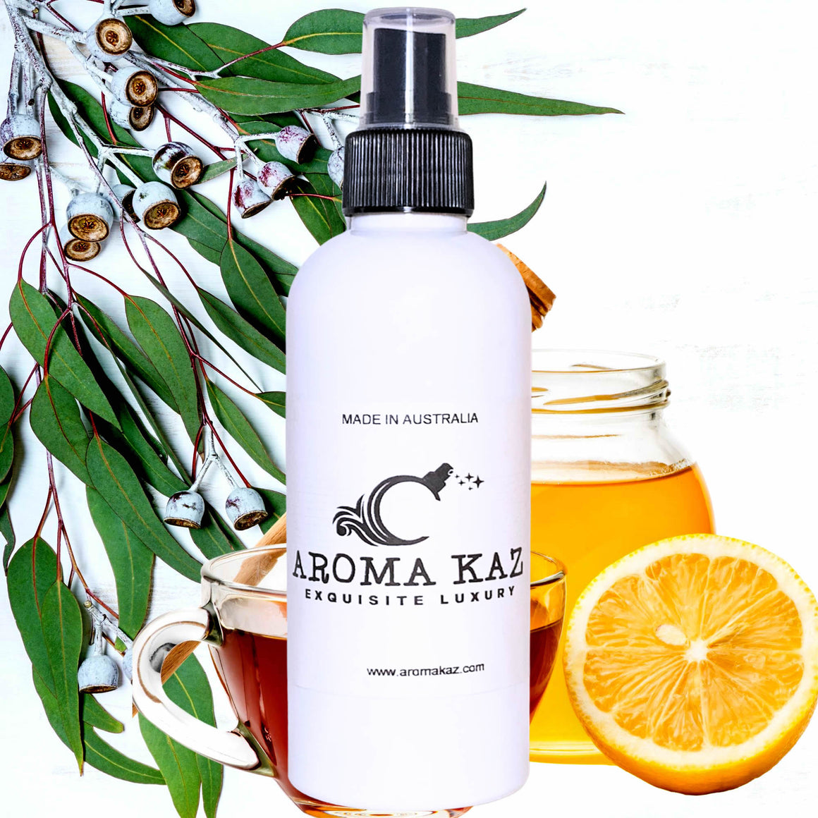 Eucalyptus Lemon Honey Body Spray Mist – vegan, cruelty-free body spray featuring fresh eucalyptus, bright citrus lemon, and warm honey notes, handmade in Australia.