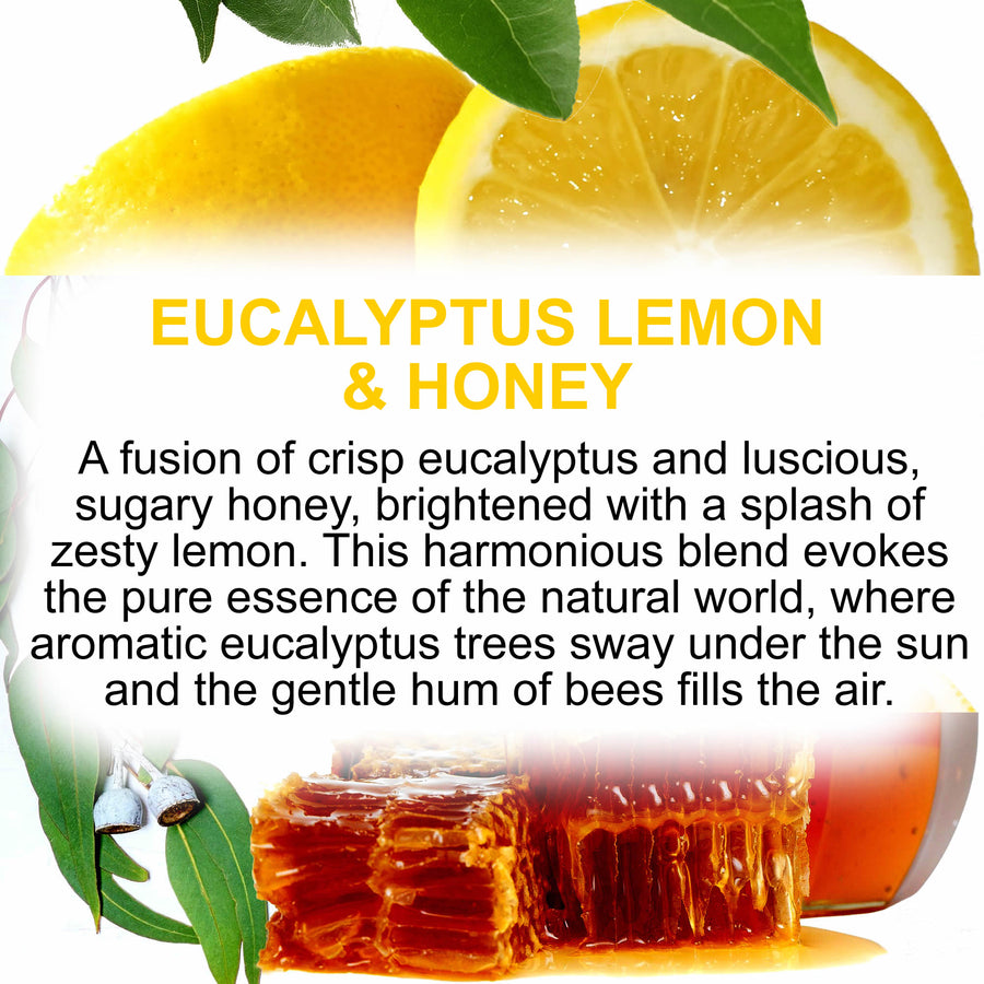 Eucalyptus Lemon Honey eco soy wax melts – vegan, cruelty-free featuring fresh eucalyptus, bright citrus lemon, and warm honey notes, handmade in Australia.