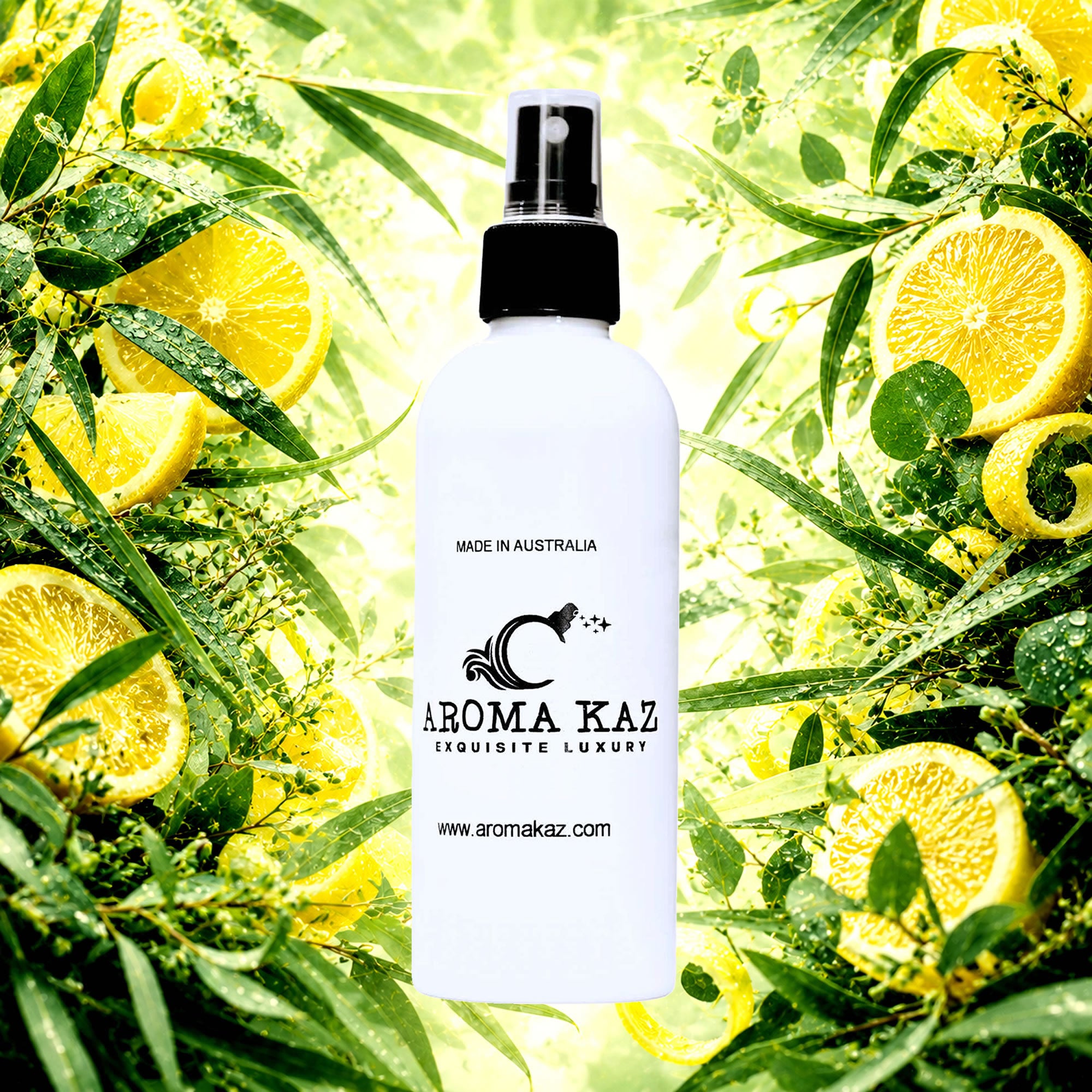 Eucalyptus & Lemon Room Linen Car Air Freshener Spray Deodoriser eco-friendly vegan, cruelty-free body fragrance featuring bright lemon and invigorating eucalyptus, made in Australia.
