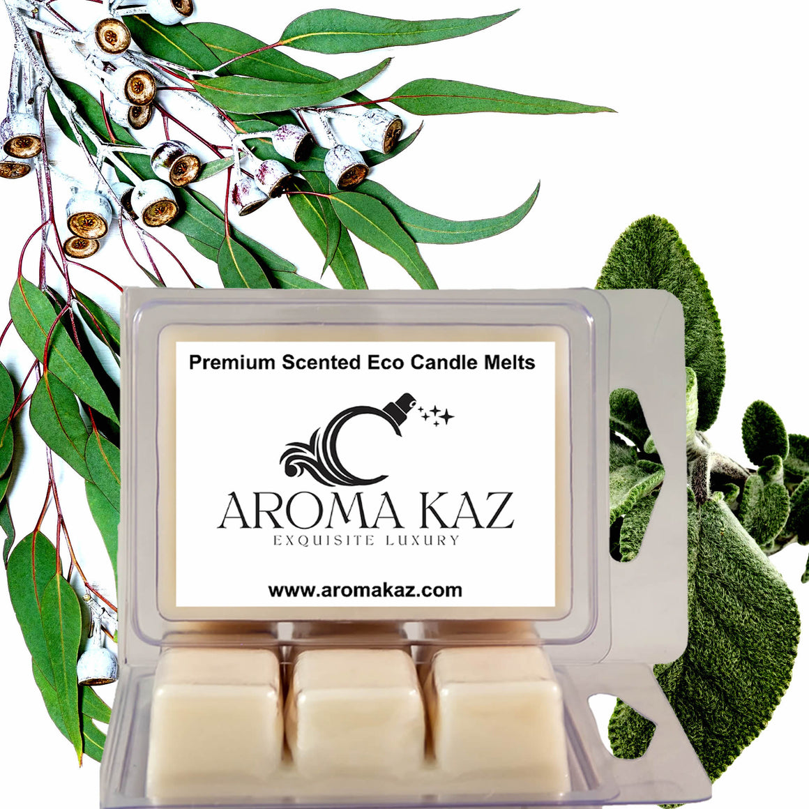 Eucalyptus & Wild Sage eco soy wax melts – vegan, cruelty-free featuring herbal sage and fresh eucalyptus, handmade in Australia.