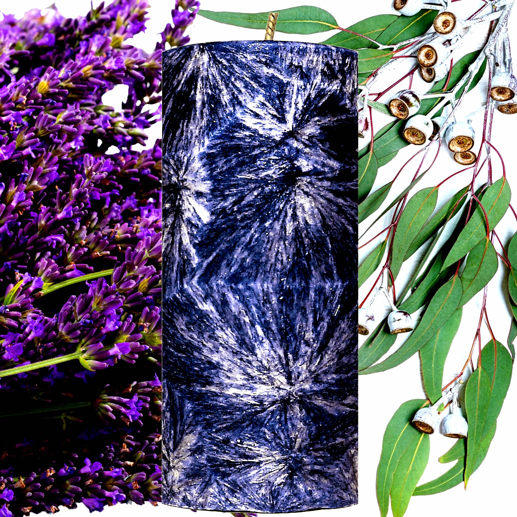 Eucalyptus & Lavender Pillar Candle – Plant-Based, Eco-Friendly, Vegan, Cruelty Free