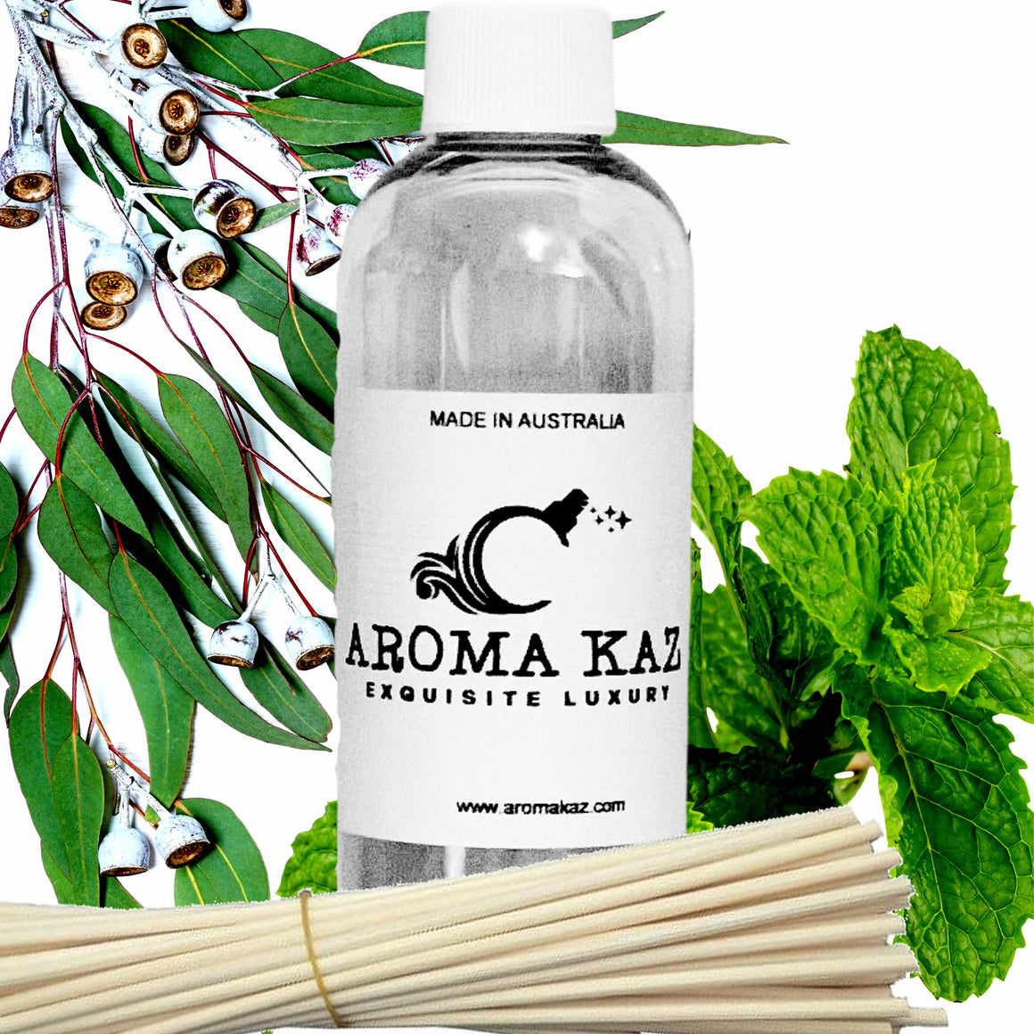 Eucalyptus & Peppermint Diffuser Fragrance Oil with Reeds – Vegan Cruelty-Free Home Aroma