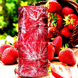 Fresh Strawberries Scented Palm Wax Pillar Candle Hand Poured
