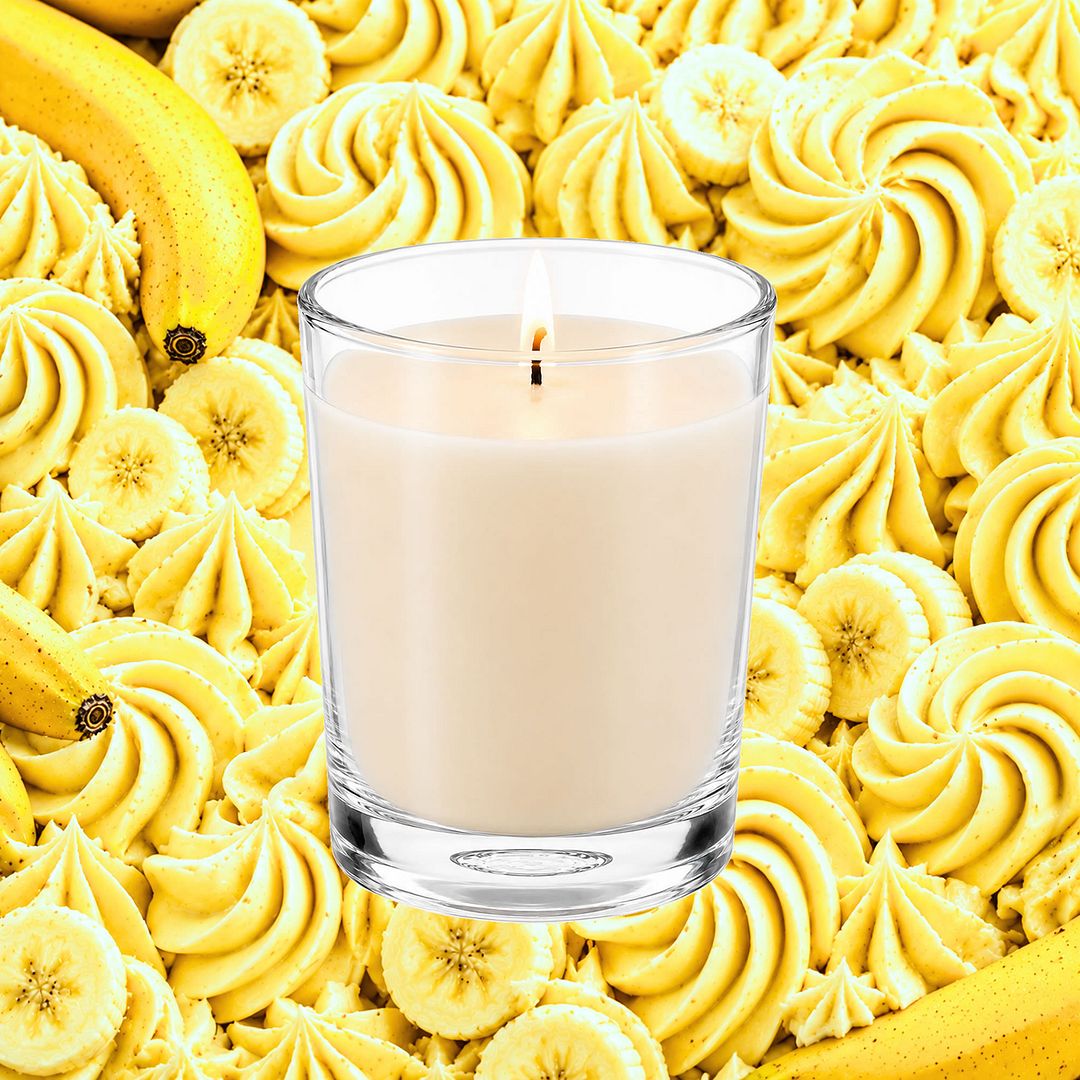 Banana Buttercream Scented Votive Candles eco soy plant based – vegan, cruelty-free featuring creamy banana dessert aroma, handmade in Australia.