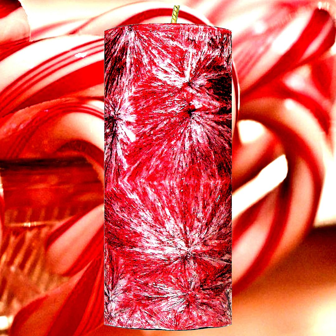 Candy Cane Scented Palm Wax Pillar Candle Hand Poured