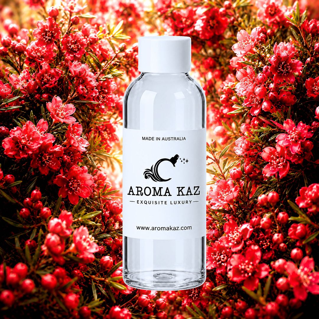 Australian Red Boronia fragrance oil for candle making, soap making and perfume blending – vegan, cruelty-free featuring rich native floral aroma, handmade in Australia.
