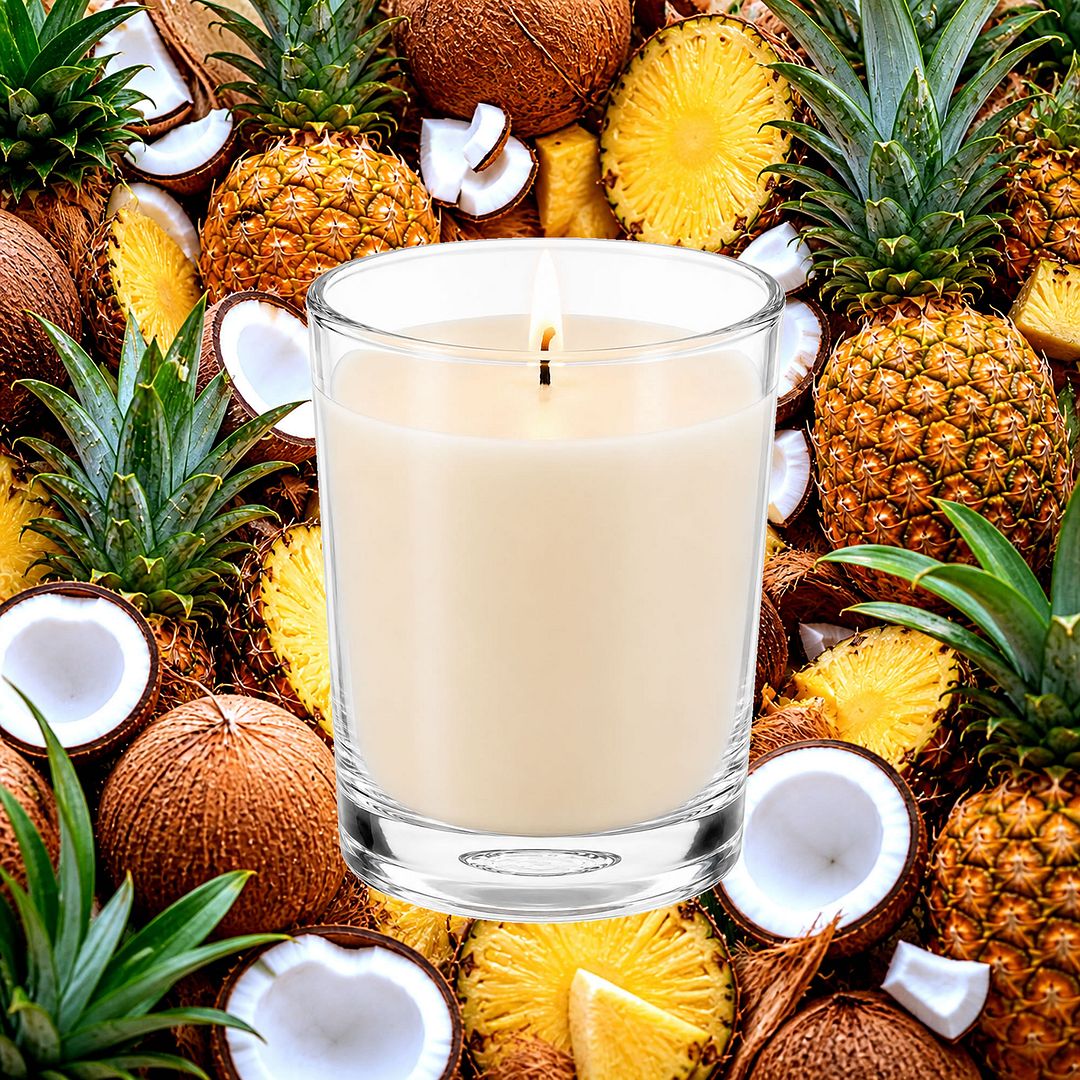Coconut Pineapple Scented Votive Candles eco soy plant based – vegan, cruelty-free featuring tropical coconut and juicy pineapple, handmade in Australia.