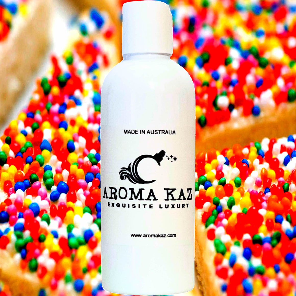 Fairy Bread Body Massage Oil – vegan, cruelty-free, plant-based hydrating oil with sweet vanilla and fruity sprinkle aroma, handmade in Australia.
