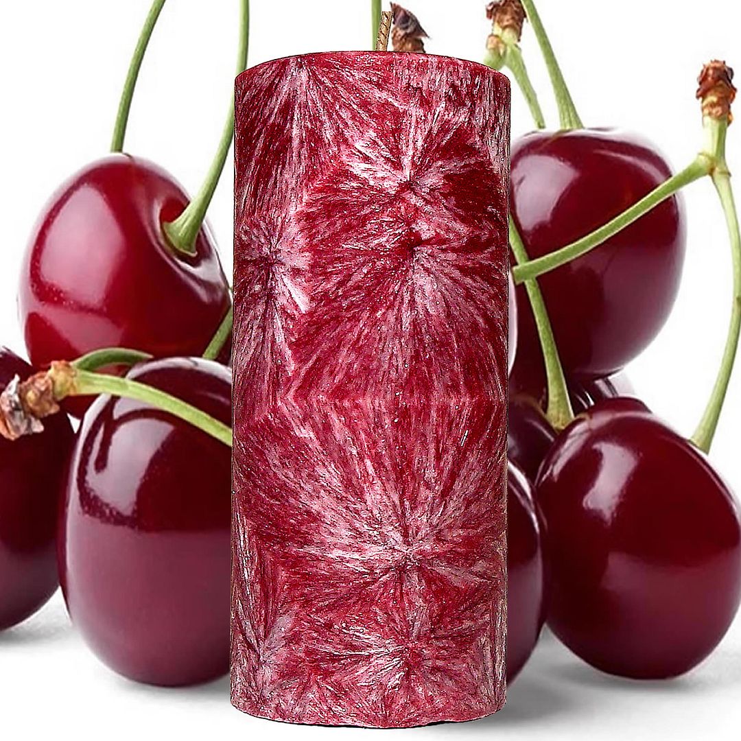 Fresh Cherries Scented Palm Wax Pillar Candle Hand Poured