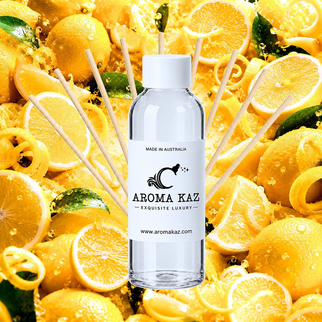 Citrus Lemons Diffuser Fragrance Oil Refill – vegan, cruelty-free featuring bright fresh lemon aroma, handmade in Australia.