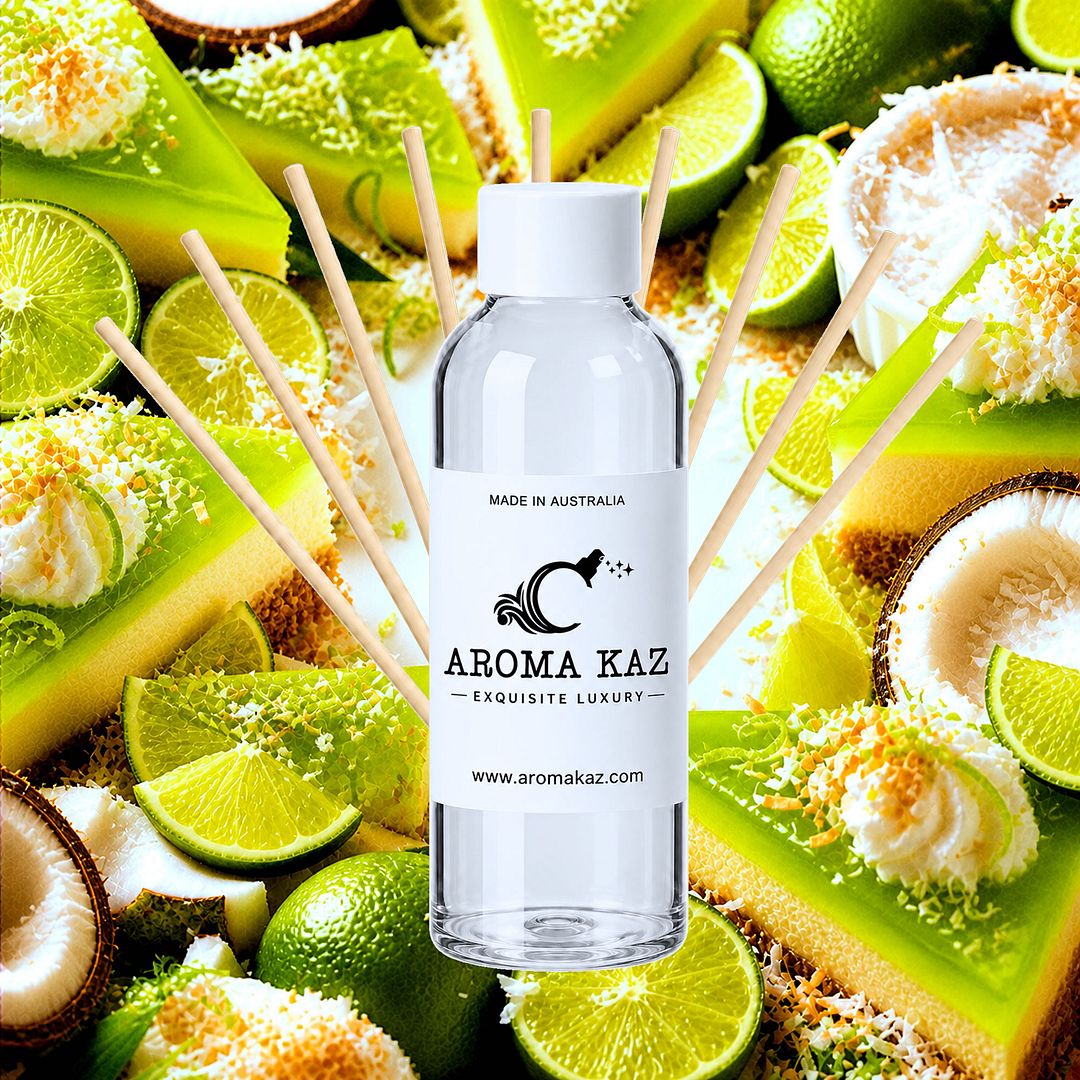 Coconut Lime Cheesecake Diffuser Fragrance Oil Refill – vegan, cruelty-free featuring creamy lime and coconut dessert aroma, handmade in Australia.