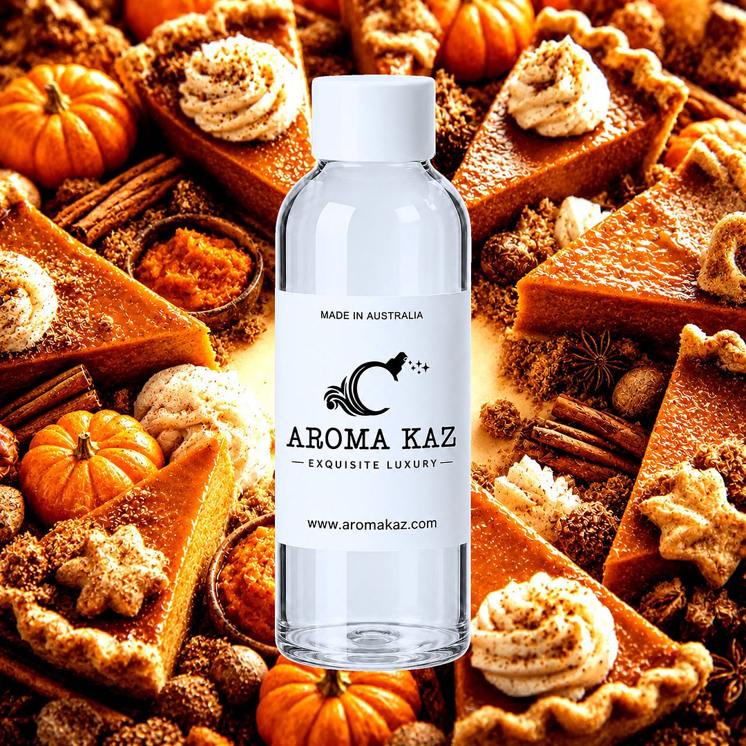 Pumpkin Pie fragrance oil for candle making, soap making and perfume blending – vegan, cruelty-free featuring warm pumpkin spice and sweet buttery pie crust, handmade in Australia.