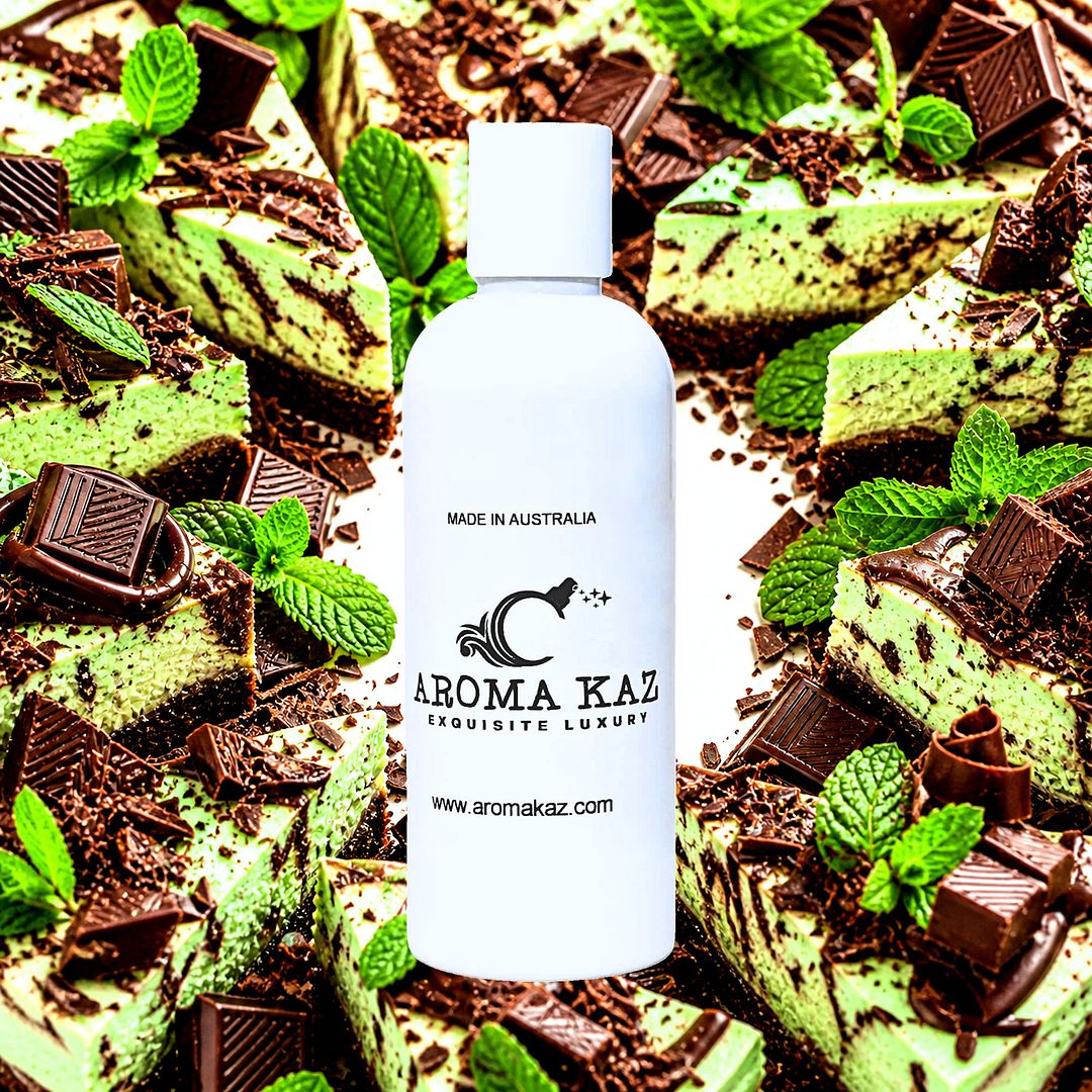 Choc Mint Cheesecake Body Massage Oil – vegan, cruelty-free chocolate and peppermint cheesecake fragrance, handmade in Australia.