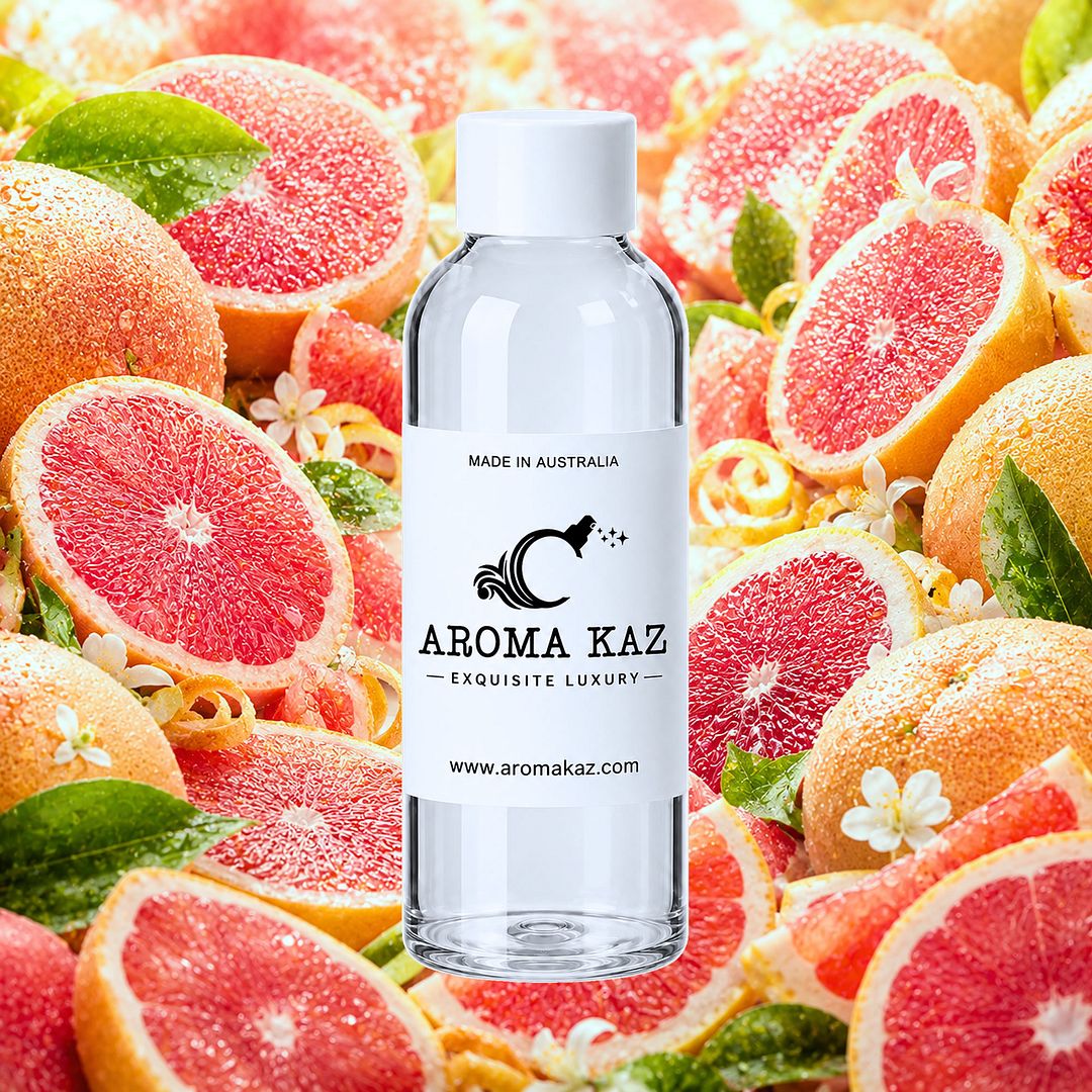 Fresh Grapefruit fragrance oil for candle making, soap making and perfume blending – vegan, cruelty-free featuring bright zesty grapefruit citrus, handmade in Australia.