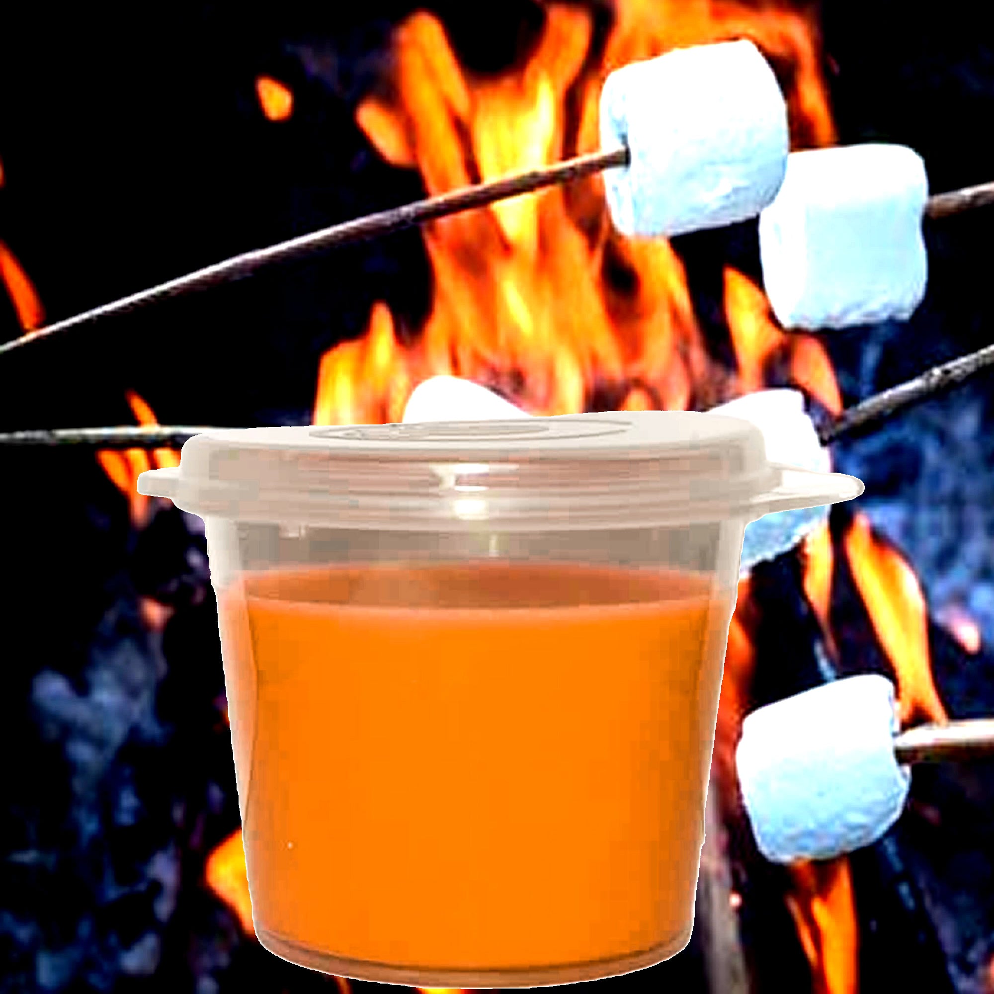 Firewood & Marshmallows eco soy wax melts – vegan, cruelty-free featuring smoky firewood and toasted marshmallow aroma, handmade in Australia.