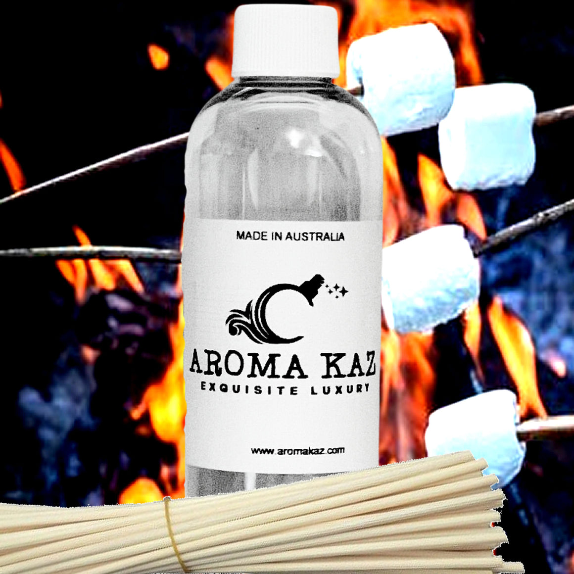 Firewood & Marshmallows Diffuser Fragrance Oil with Reeds – Vegan Cruelty-Free Home Aroma