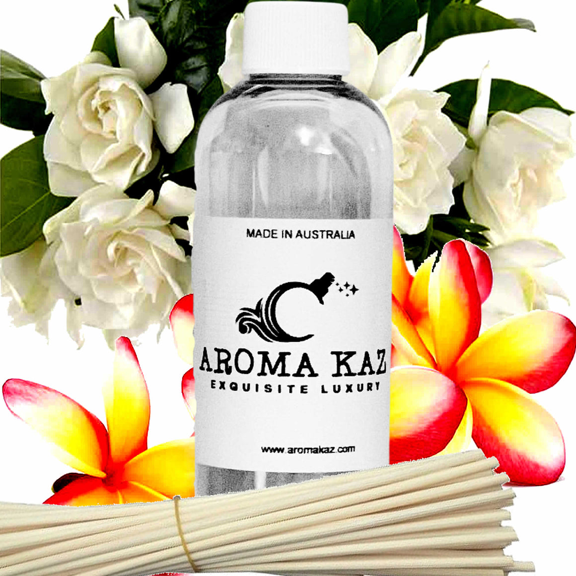 Frangipani Gardenia Jasmine Diffuser Fragrance Oil with Reeds – Vegan Cruelty-Free Home Aroma