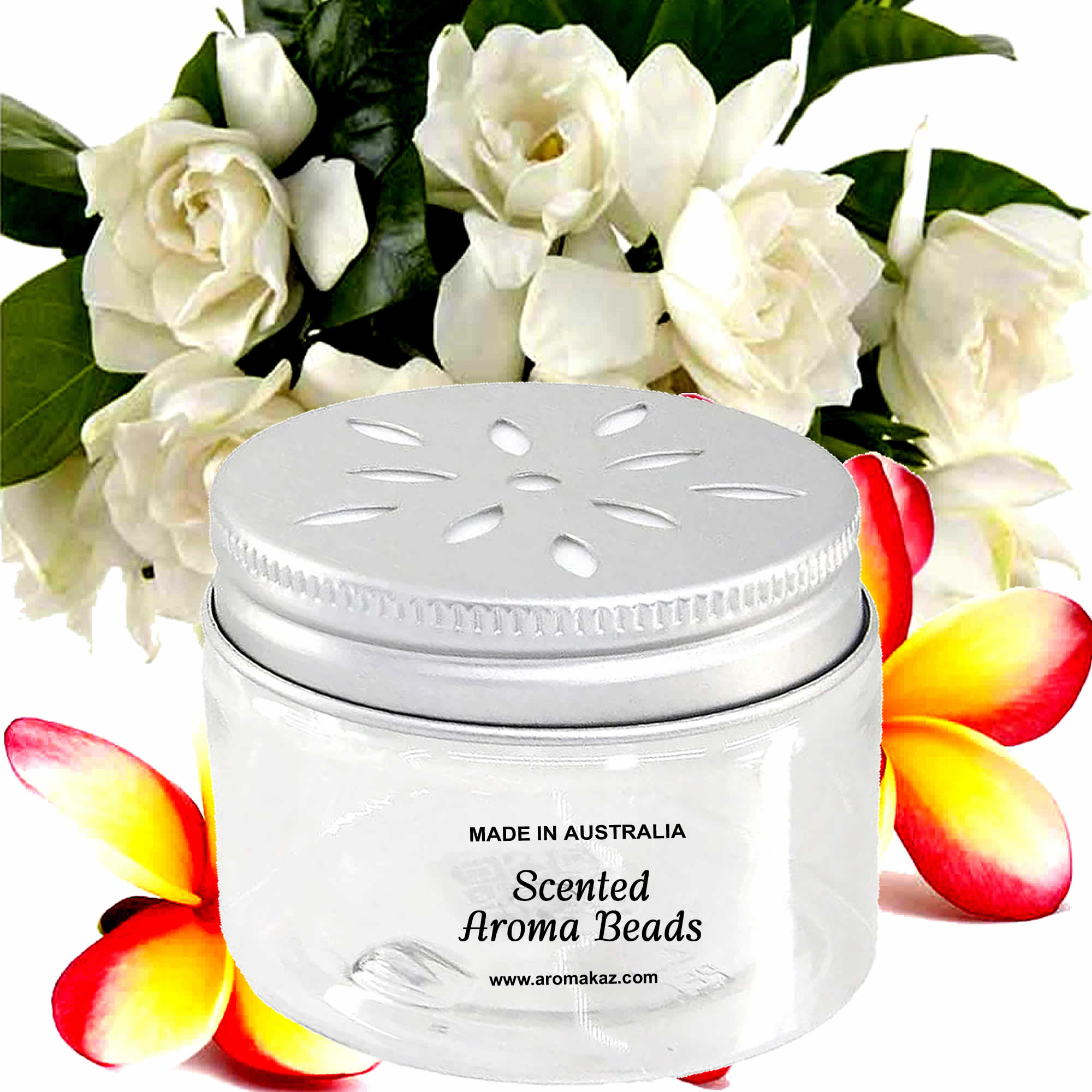 Frangipani Gardenia Jasmine Air Freshener Aroma Beads - Room, Car, Pantry, Pet Areas, Linen