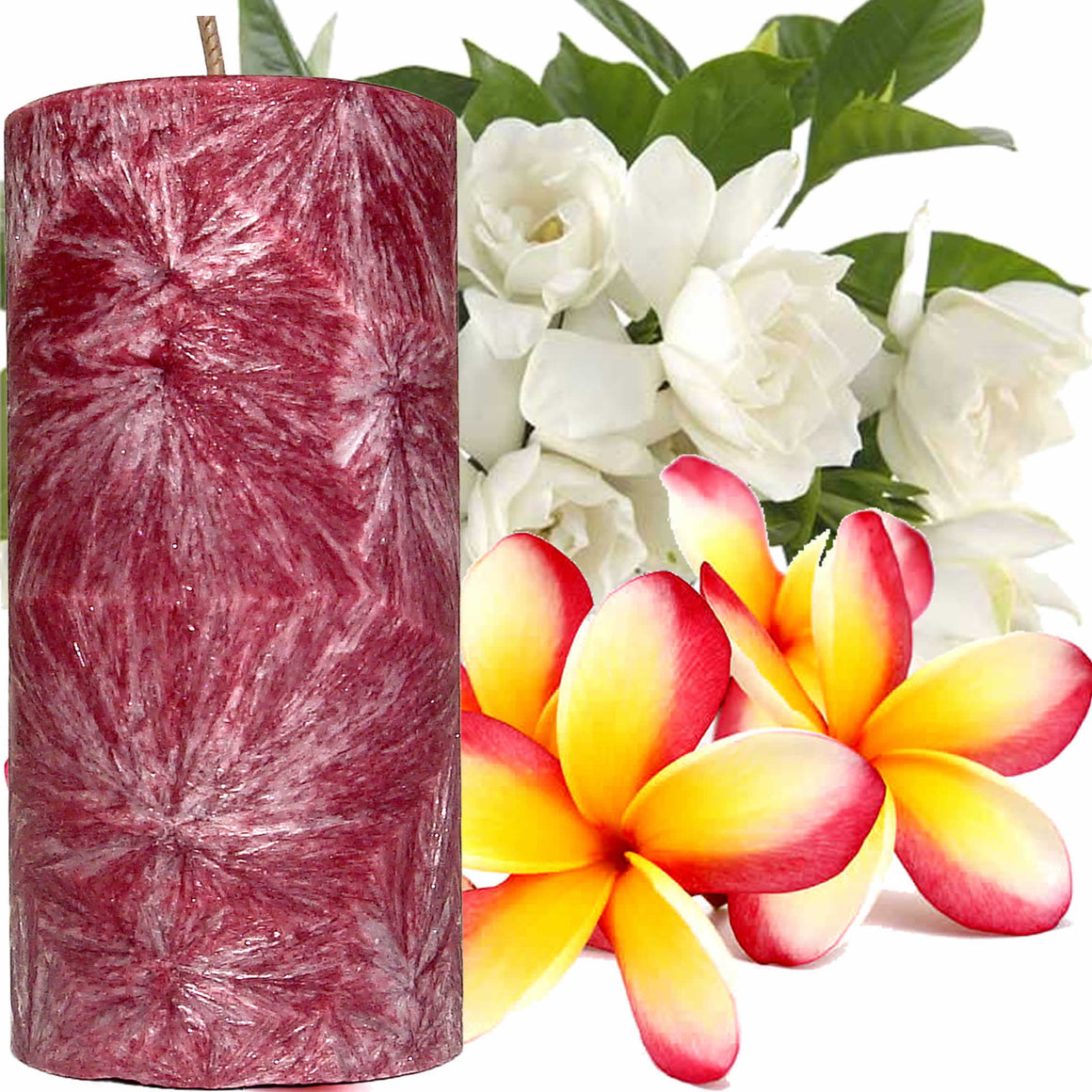 Frangipani Gardenia Jasmine Scented Palm Wax Pillar Candle Hand Poured