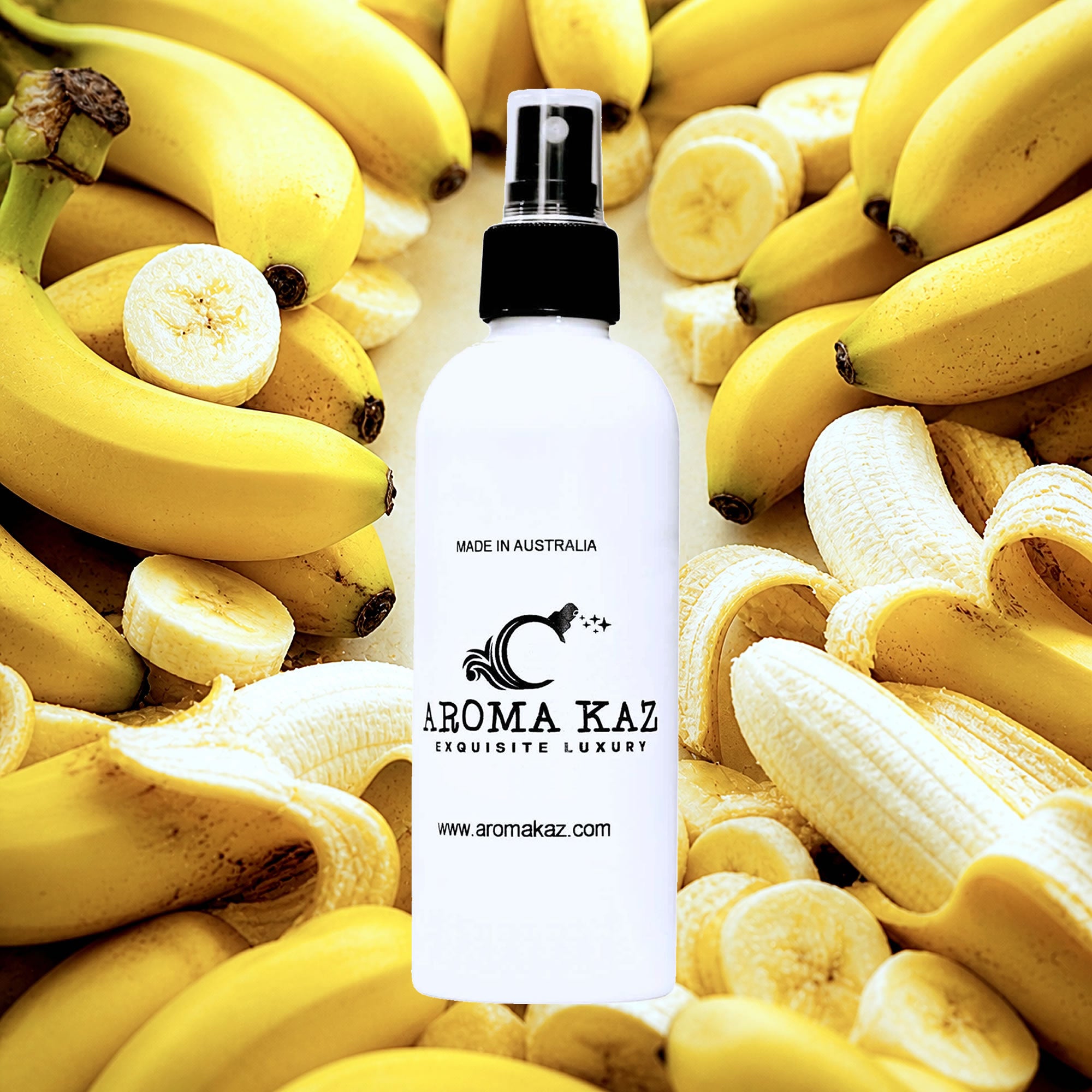 Fresh Bananas Room Linen Car Air Freshener Spray Deodoriser eco-friendly vegan, cruelty-free body fragrance featuring sweet ripe banana aroma, made in Australia.