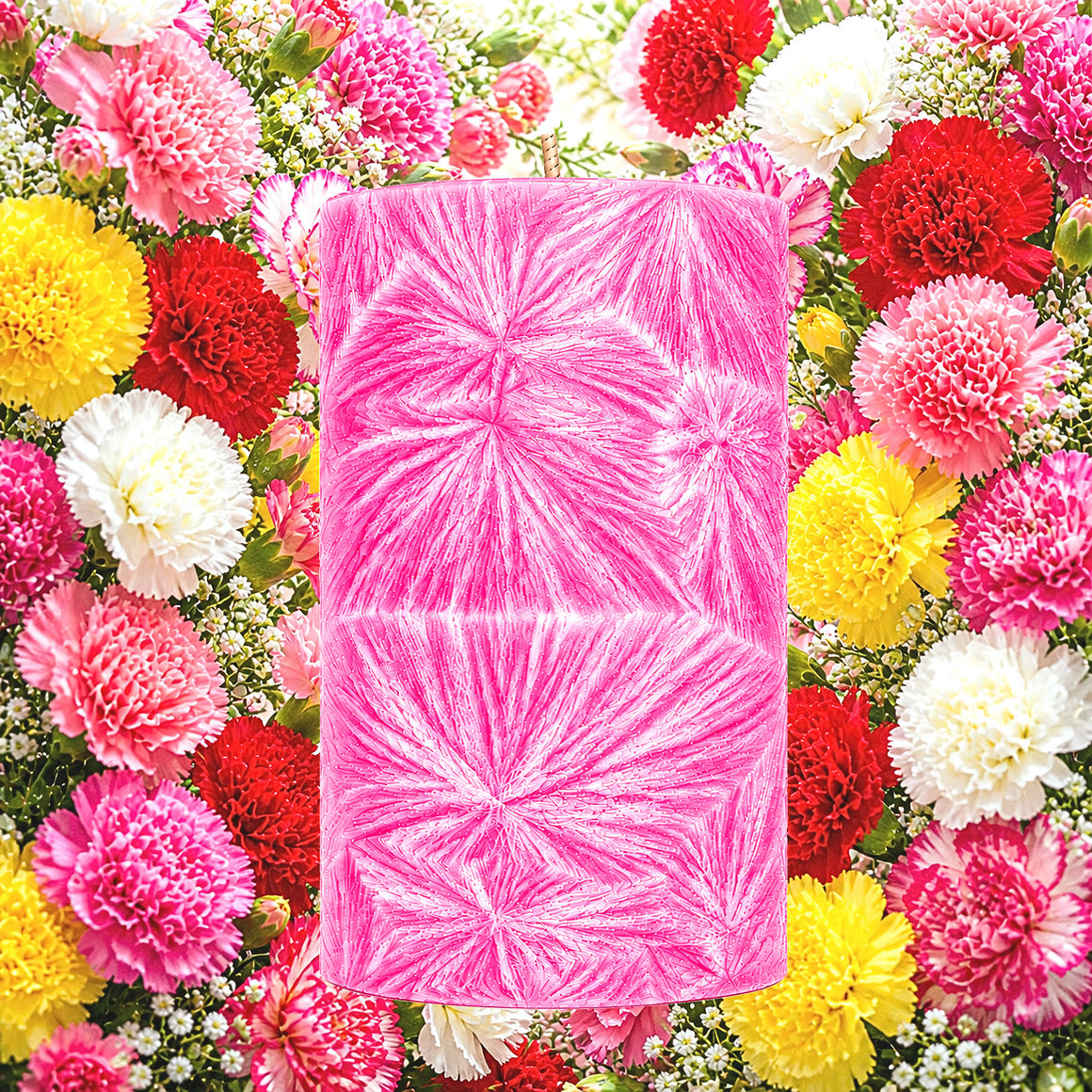 Fresh Carnations Pillar Candle