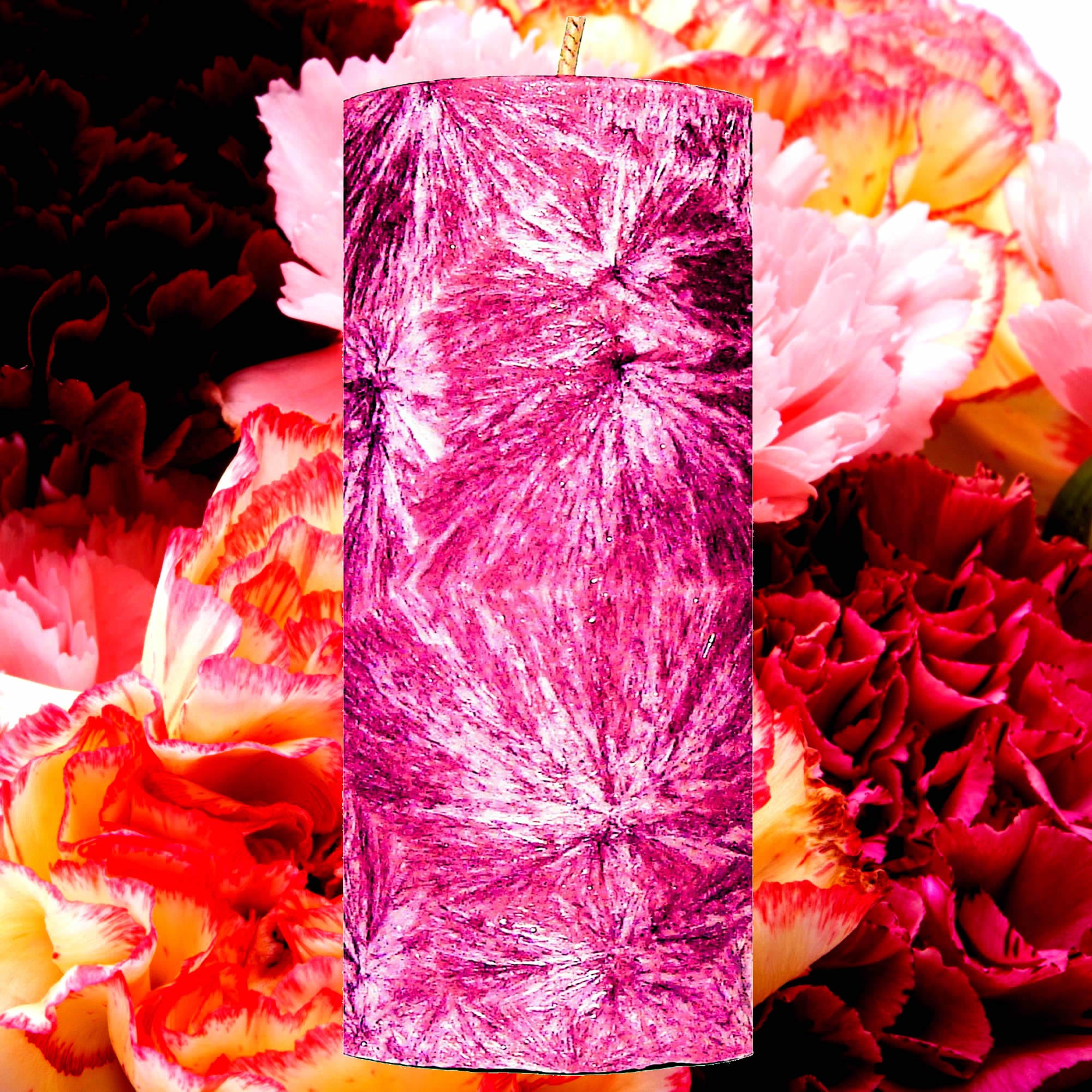 Fresh Carnations Pillar Candle – Plant-Based, Eco-Friendly, Vegan, Cruelty Free