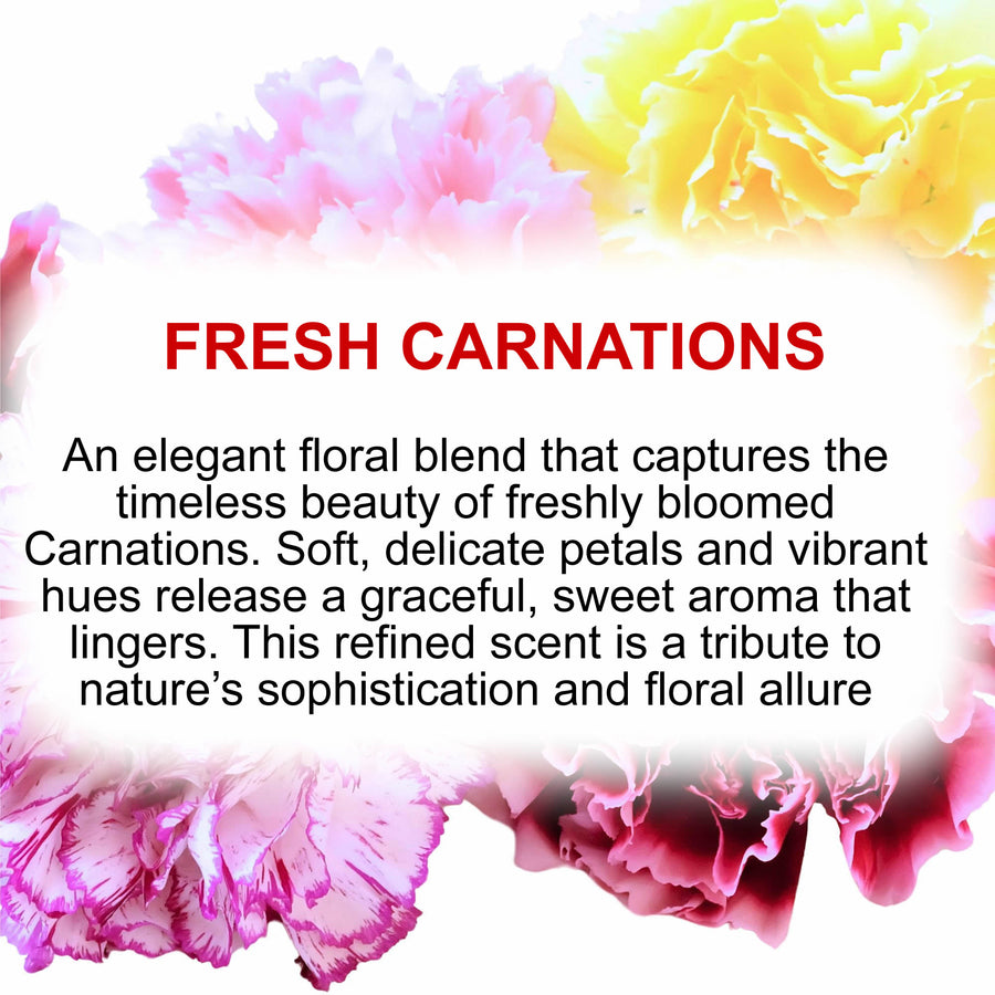 Fresh Carnations fragrance oil for candle making, soap making and perfume blending – vegan, cruelty-free featuring fresh carnation florals, handmade in Australia.