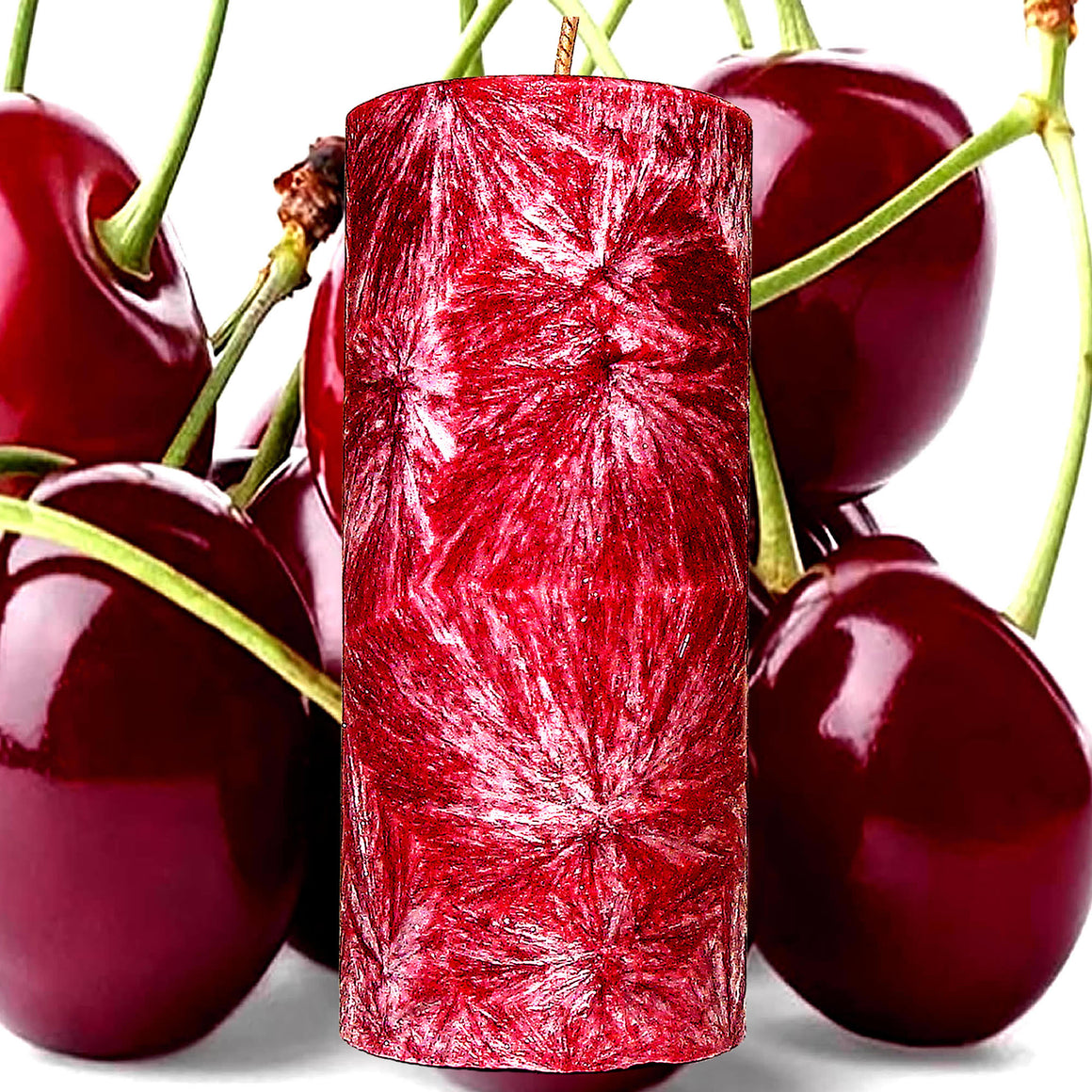Fresh Cherries Pillar Candle – Plant-Based, Eco-Friendly, Vegan, Cruelty Free