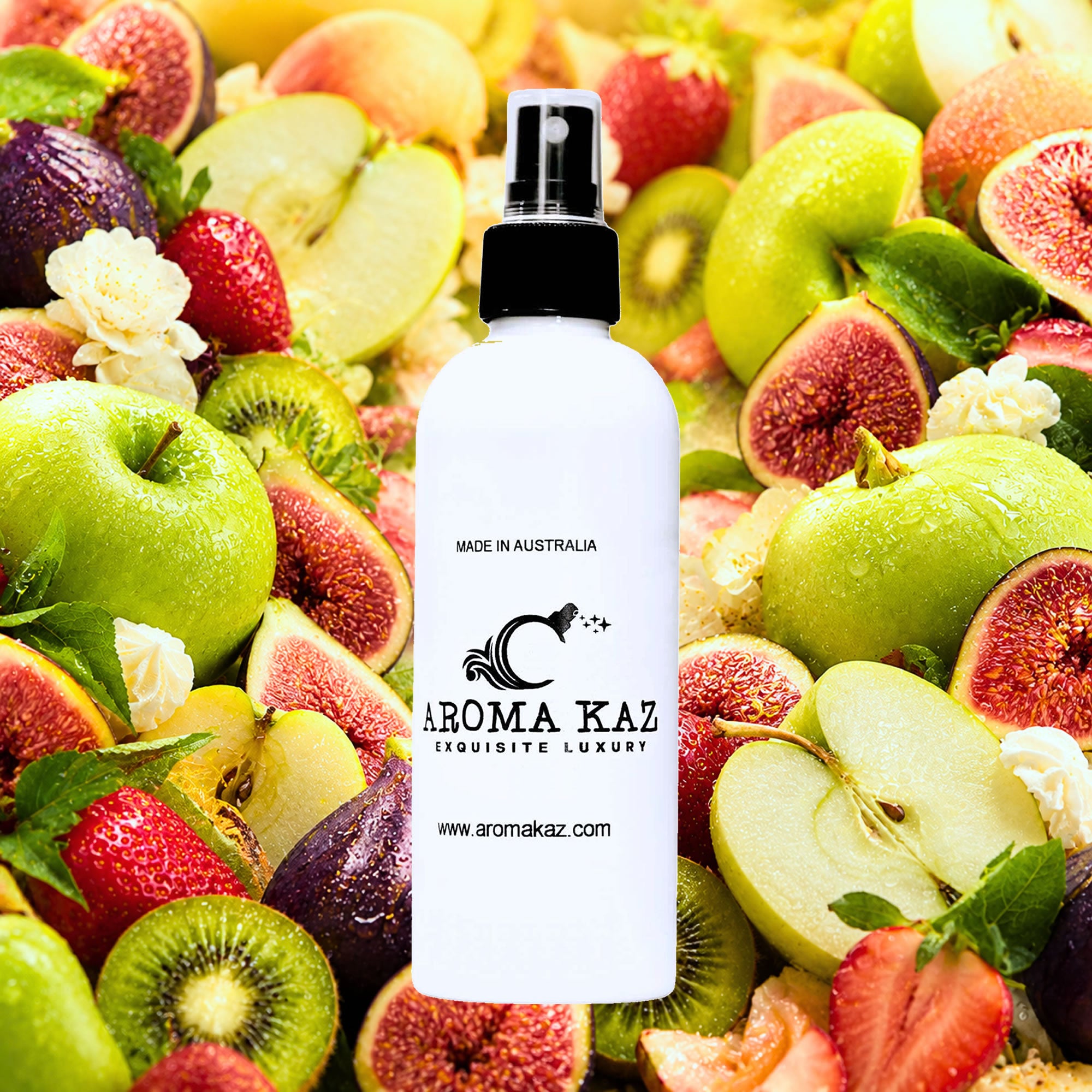 Fresh Fig Fatale Room Linen Car Air Freshener Spray Deodoriser eco-friendly vegan, cruelty-free body fragrance featuring sensual ripe figs, green apples, fruity kiwi and juicy strawberries, made in Australia.