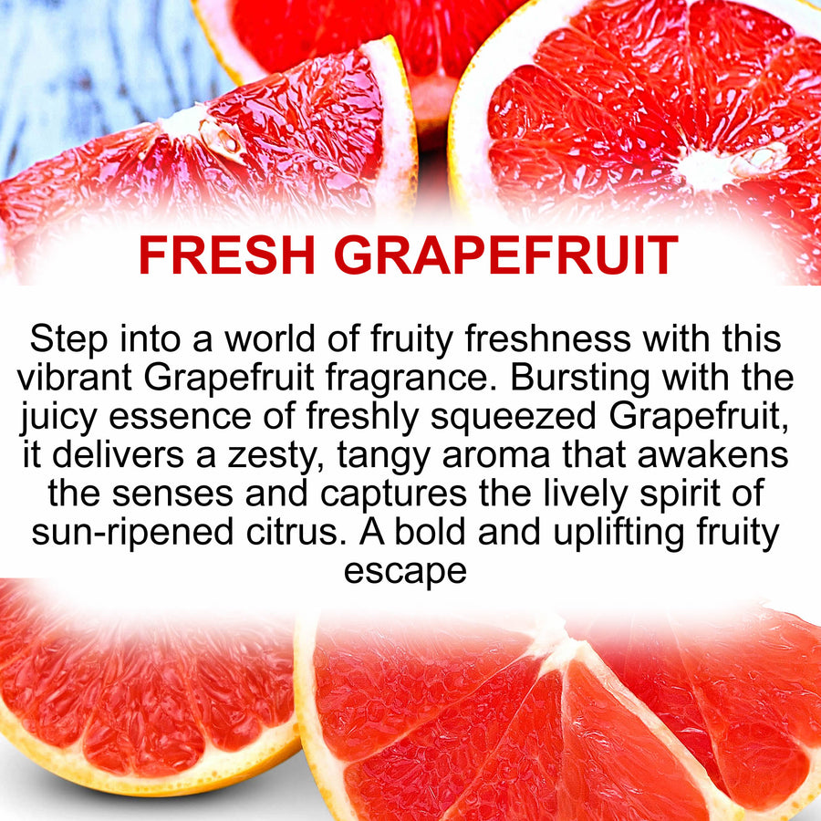 Fresh Grapefruit fragrance oil for candle making, soap making and perfume blending – vegan, cruelty-free featuring bright zesty grapefruit citrus, handmade in Australia.