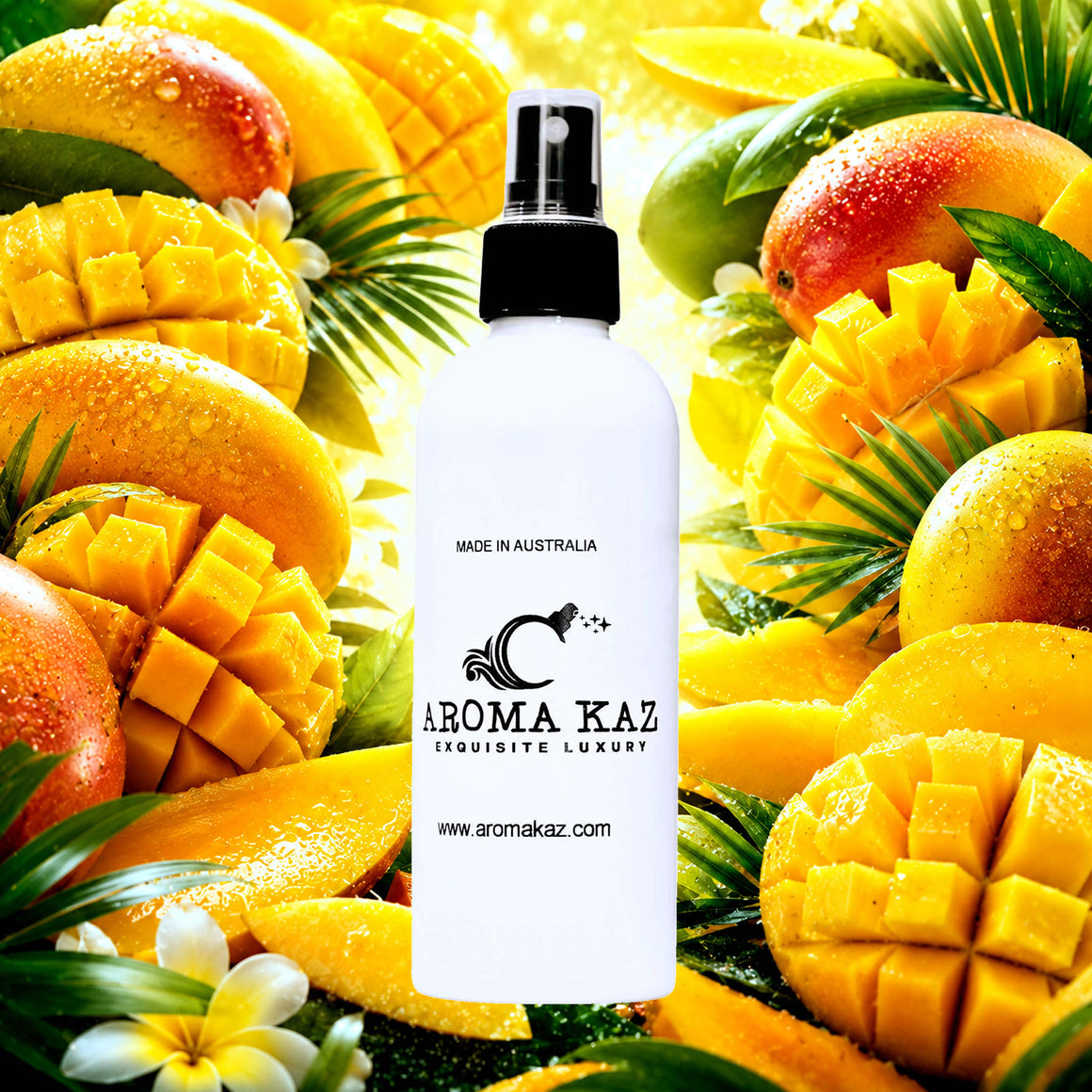 Fresh Mangoes Room Linen Car Air Freshener Spray Deodoriser eco-friendly vegan, cruelty-free body fragrance featuring juicy ripe mango sweetness, made in Australia.