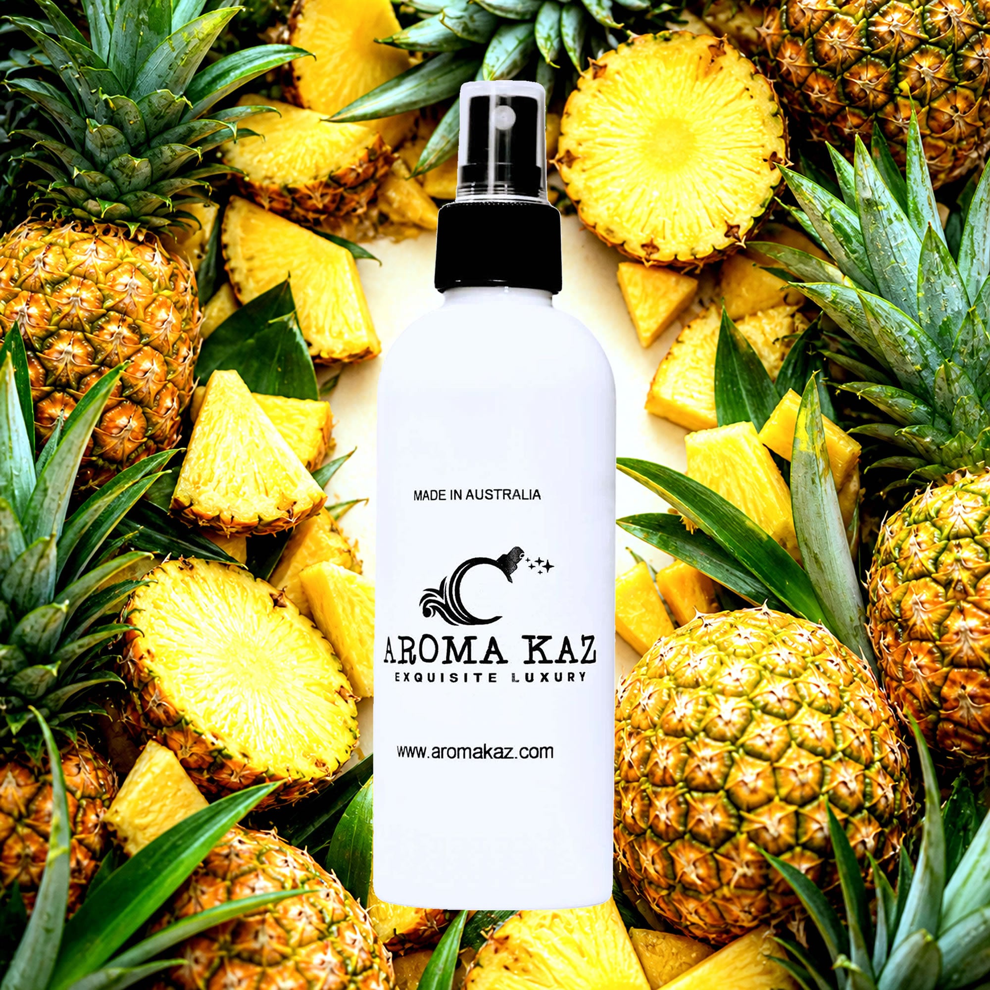 Fresh Pineapples Room Linen Car Air Freshener Spray Deodoriser eco-friendly vegan, cruelty-free body fragrance featuring juicy sweet pineapple notes, made in Australia.