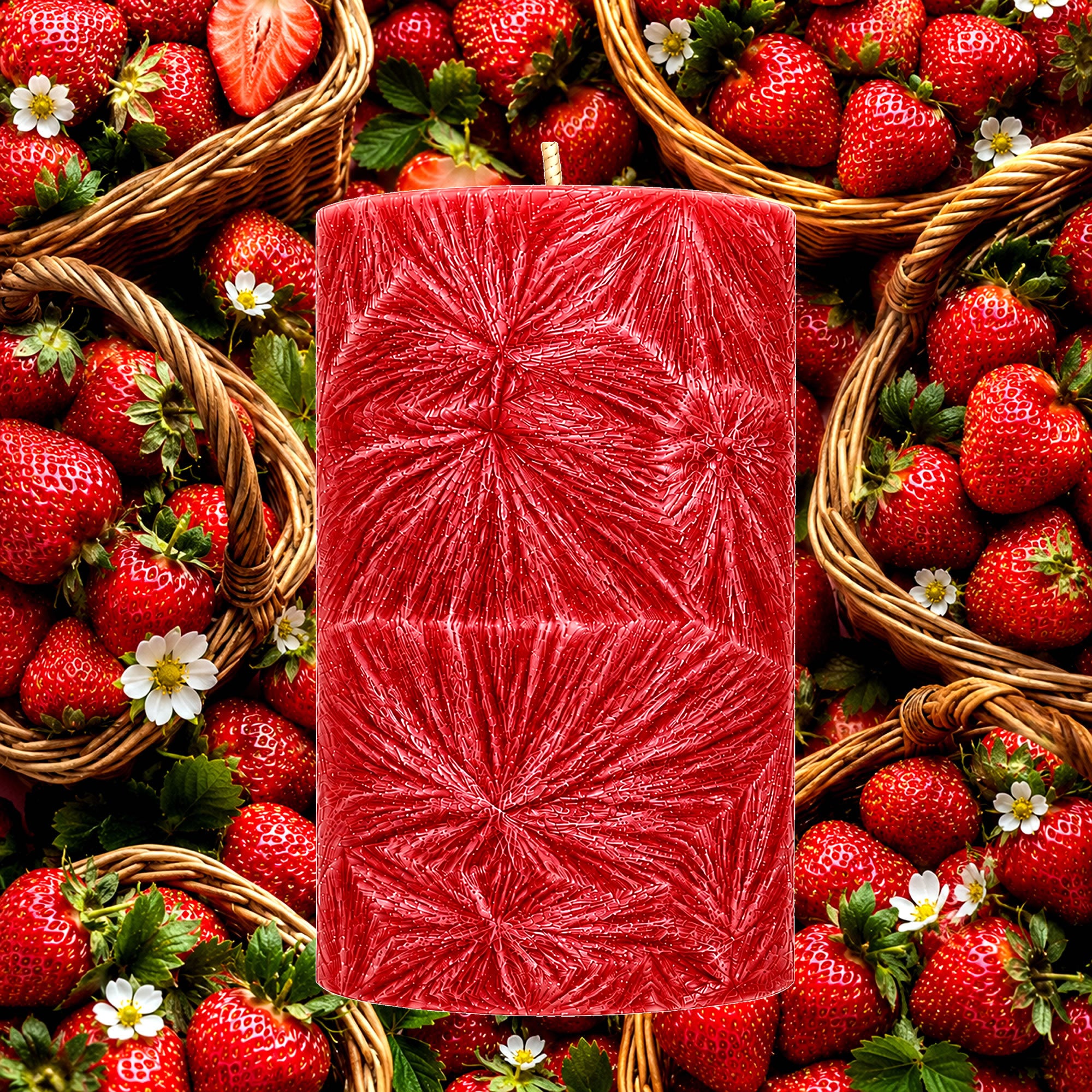 Fresh Strawberries Pillar Candle