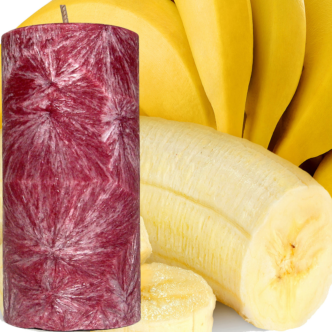 Fresh Bananas Scented Palm Wax Pillar Candle Hand Poured