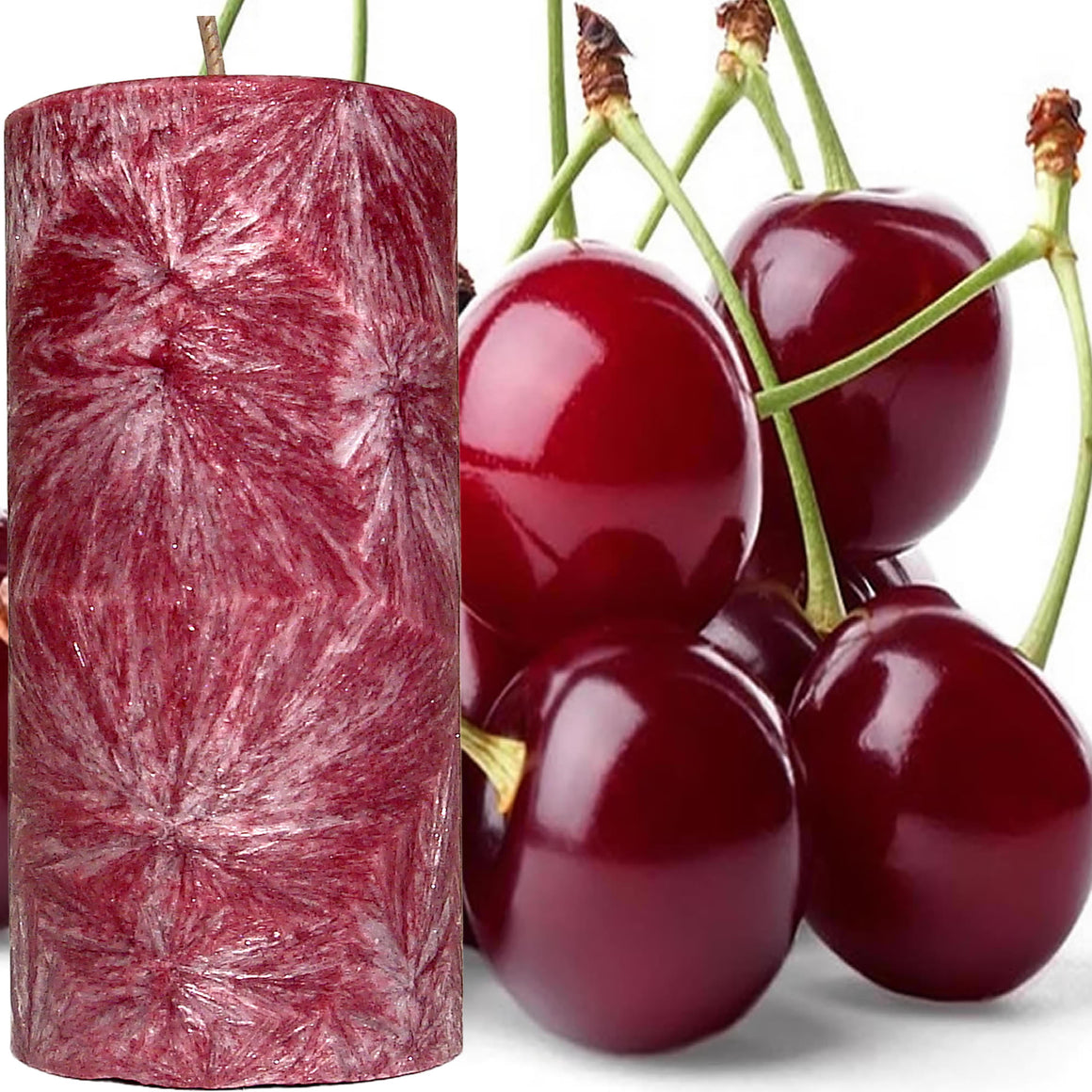 Fresh Cherries Scented Palm Wax Pillar Candle Hand Poured