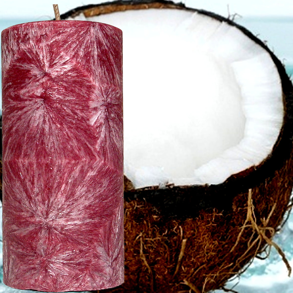 Fresh Coconut Scented Palm Wax Pillar Candle Hand Poured