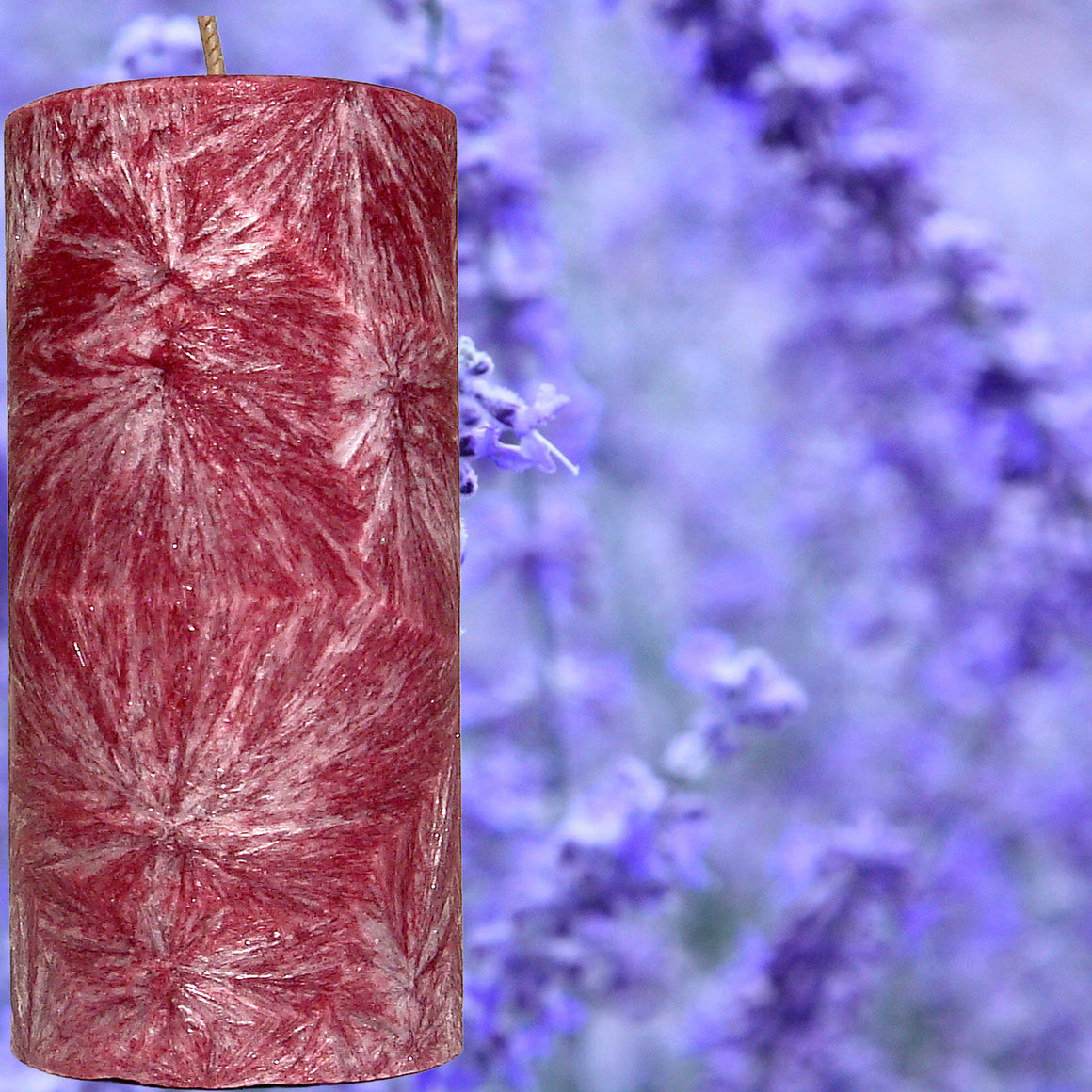 Fresh Lavender Scented Palm Wax Pillar Candle Hand Poured